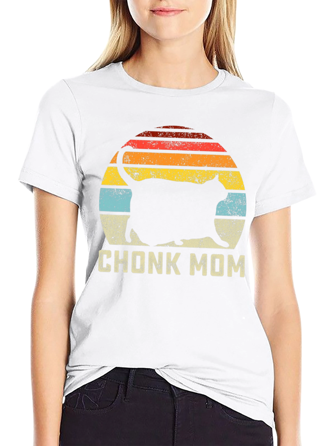 Chonk Mom Cat T-Shirt - Retro Style