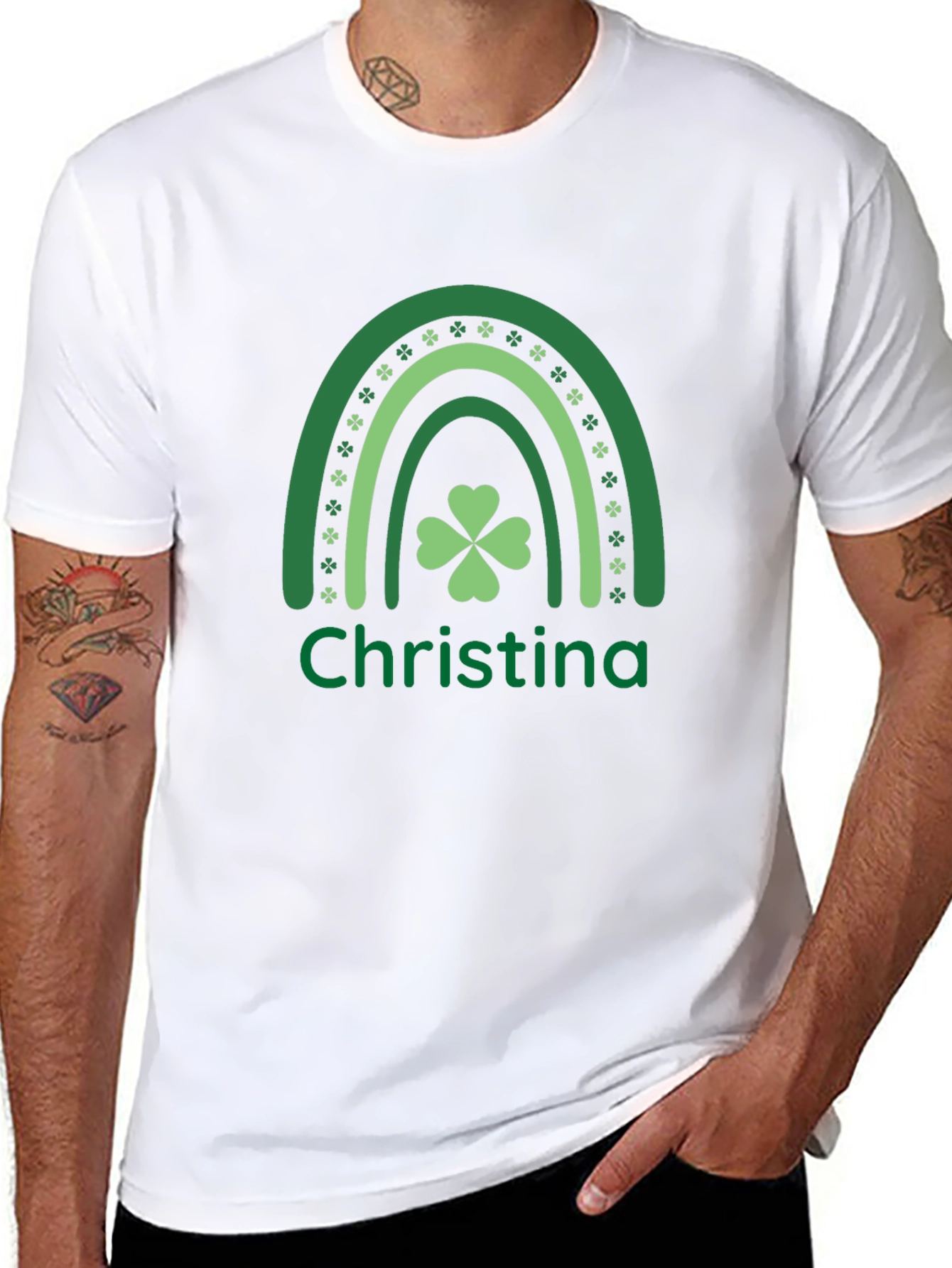 St. Patricks Day Personalized Rainbow Shamrock T-Shirt