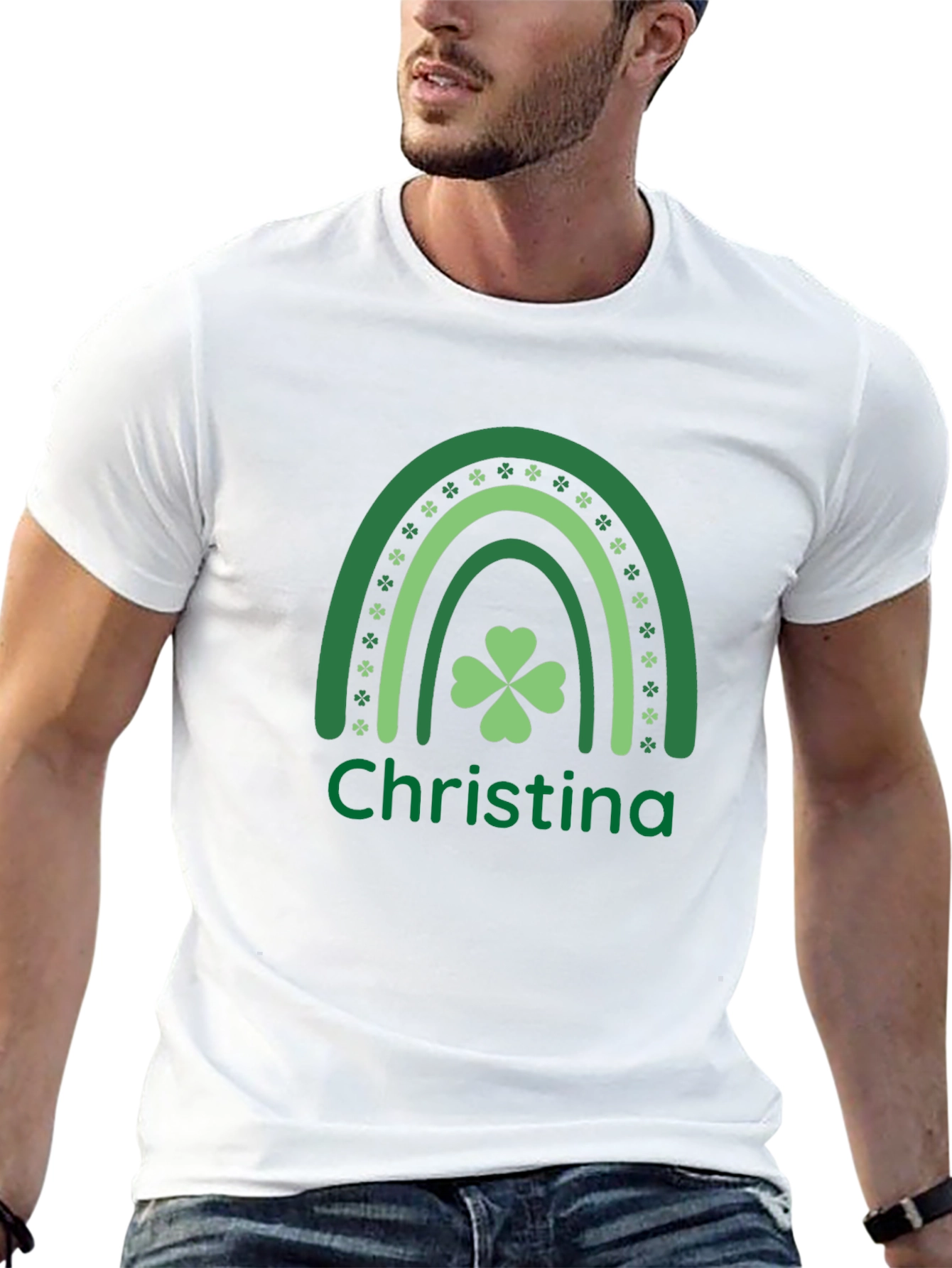 St. Patricks Day Personalized Rainbow Shamrock T-Shirt