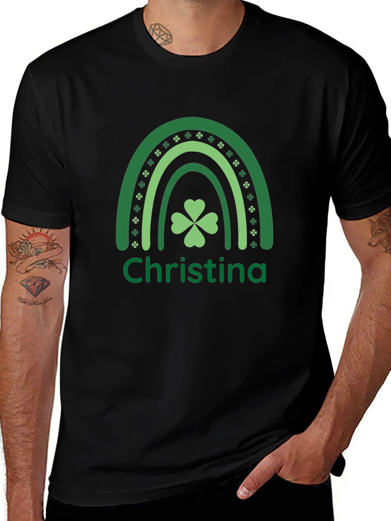 St. Patricks Day Personalized Rainbow Shamrock T-Shirt