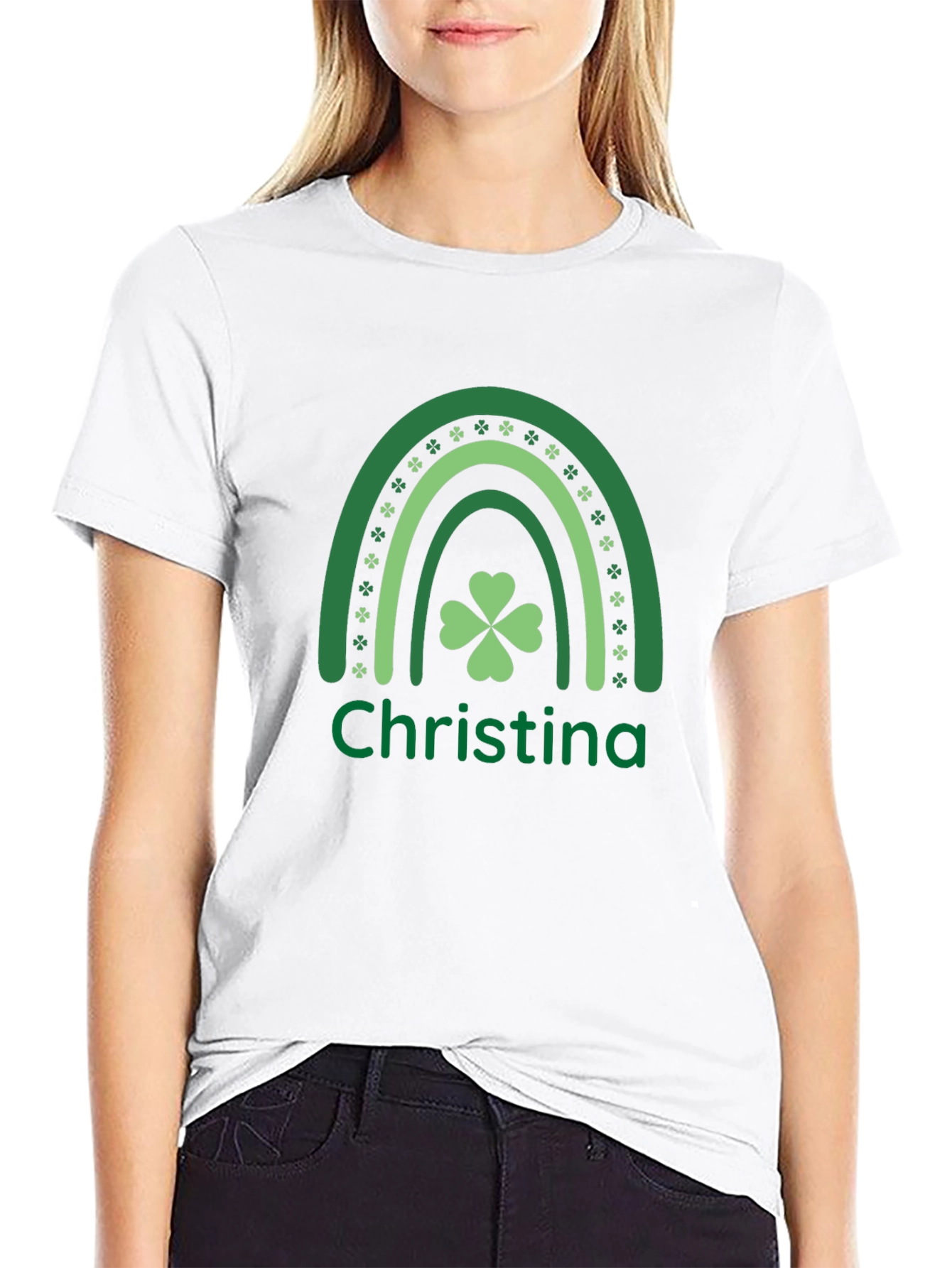 St. Patricks Day Personalized Rainbow Shamrock T-Shirt