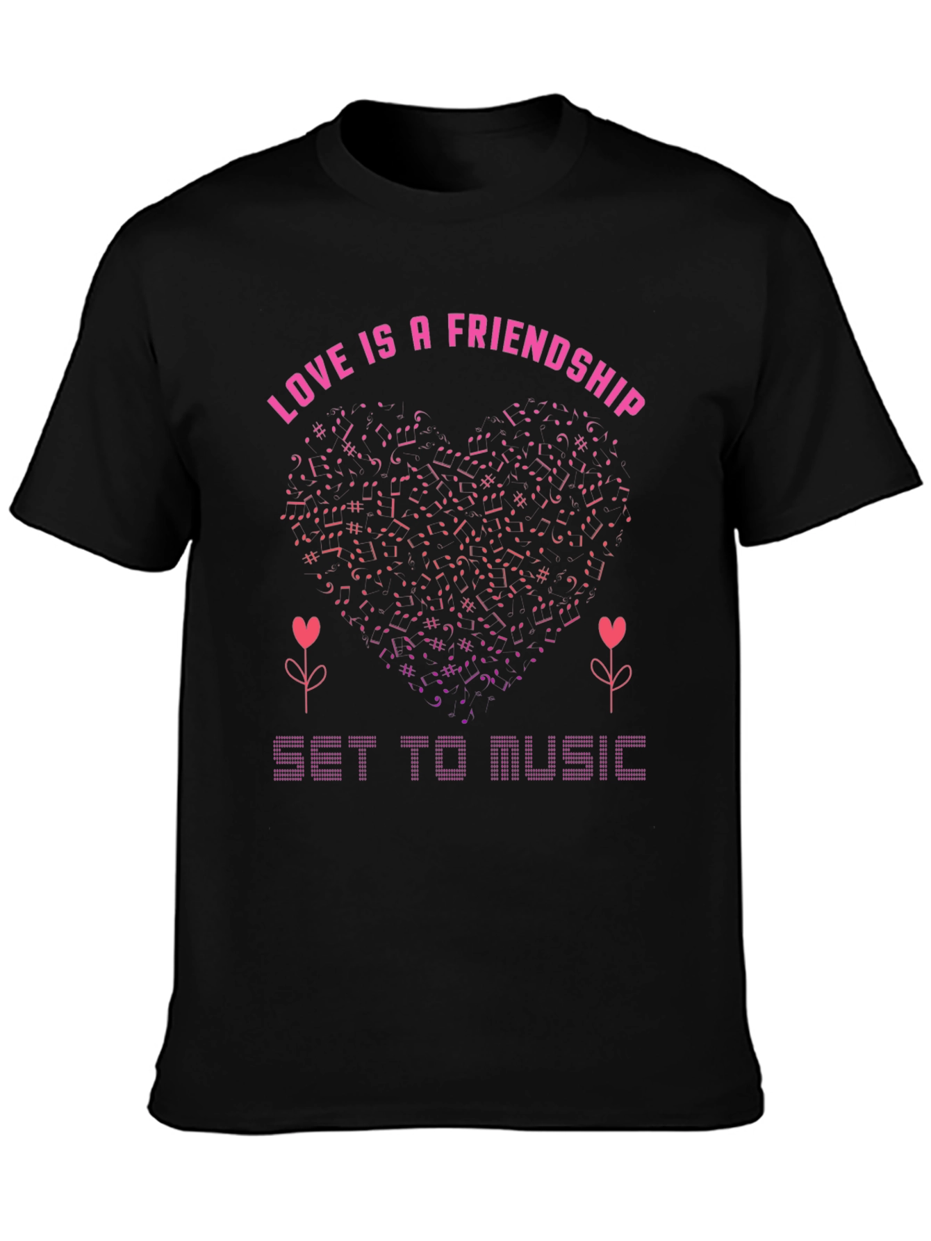 Love & Friendship Music Notes Heart Tee