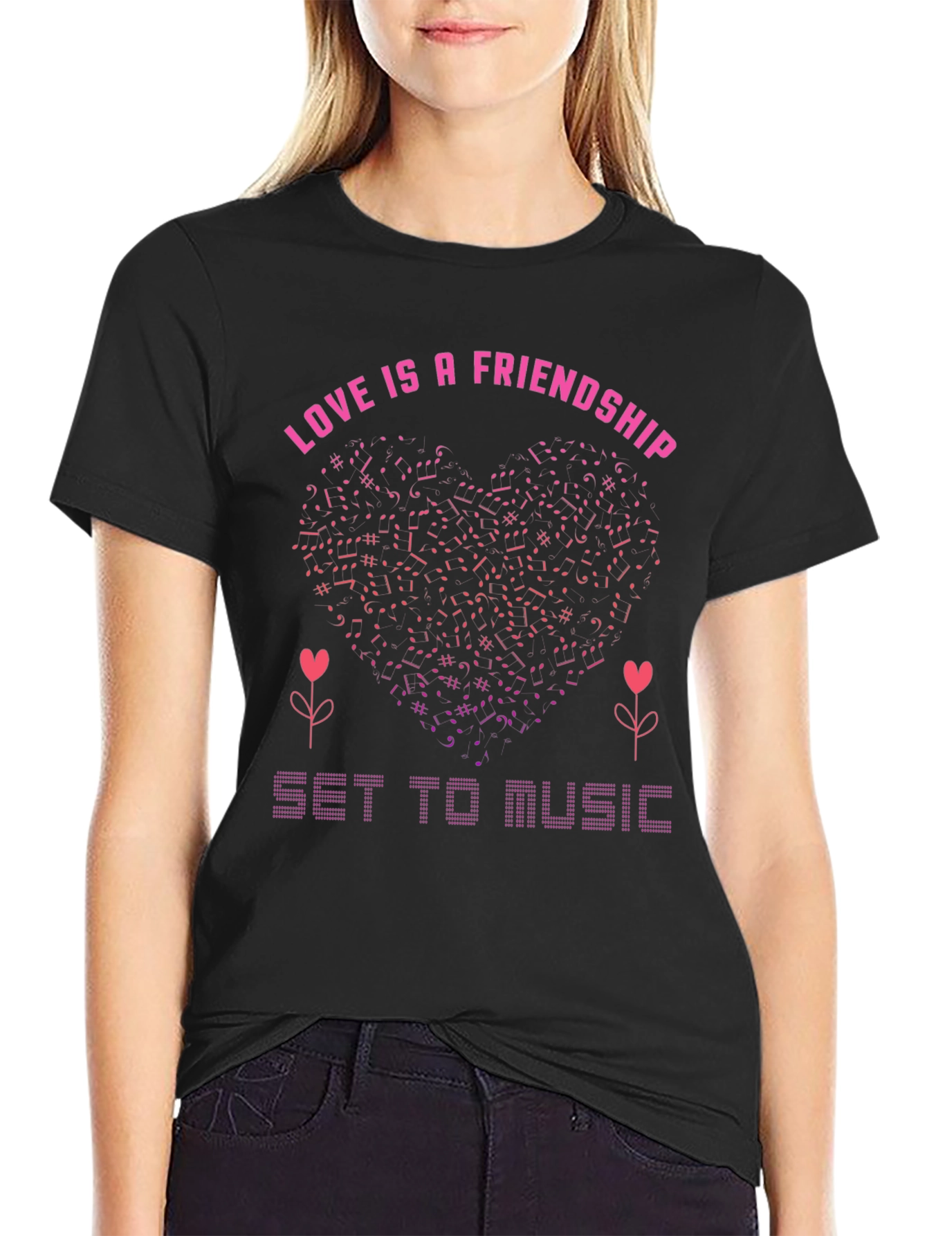 Love & Friendship Music Notes Heart Tee
