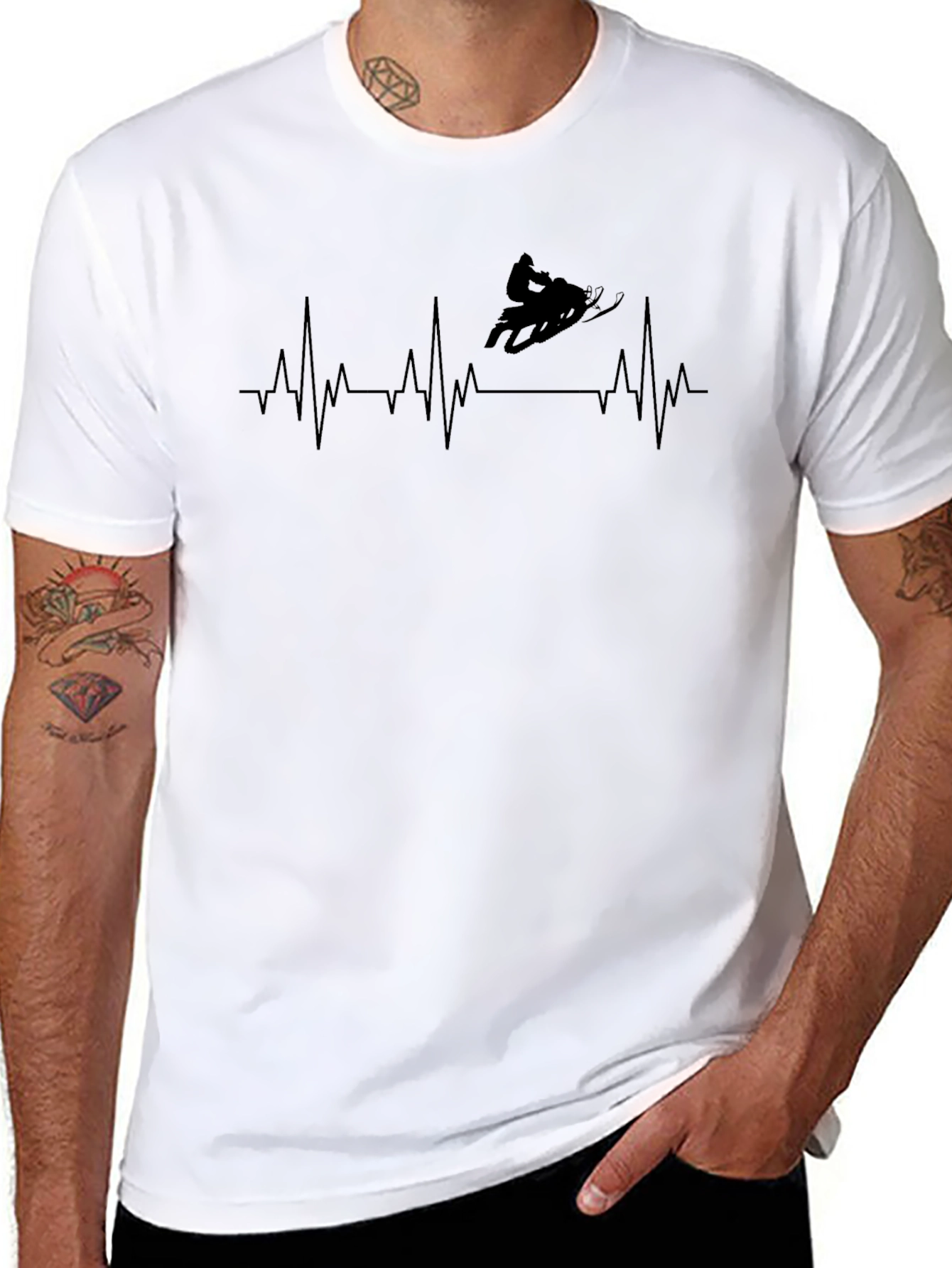 Snowmobile Heartbeat T-Shirt - Black