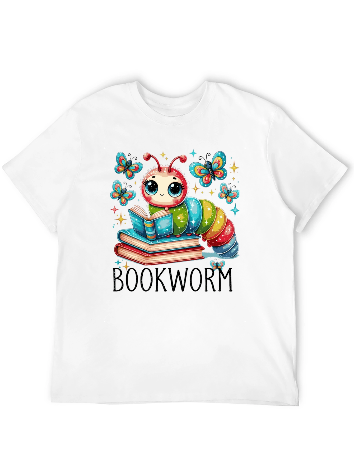 Bookworm T-Shirt: Cute Caterpillar Reading on Books