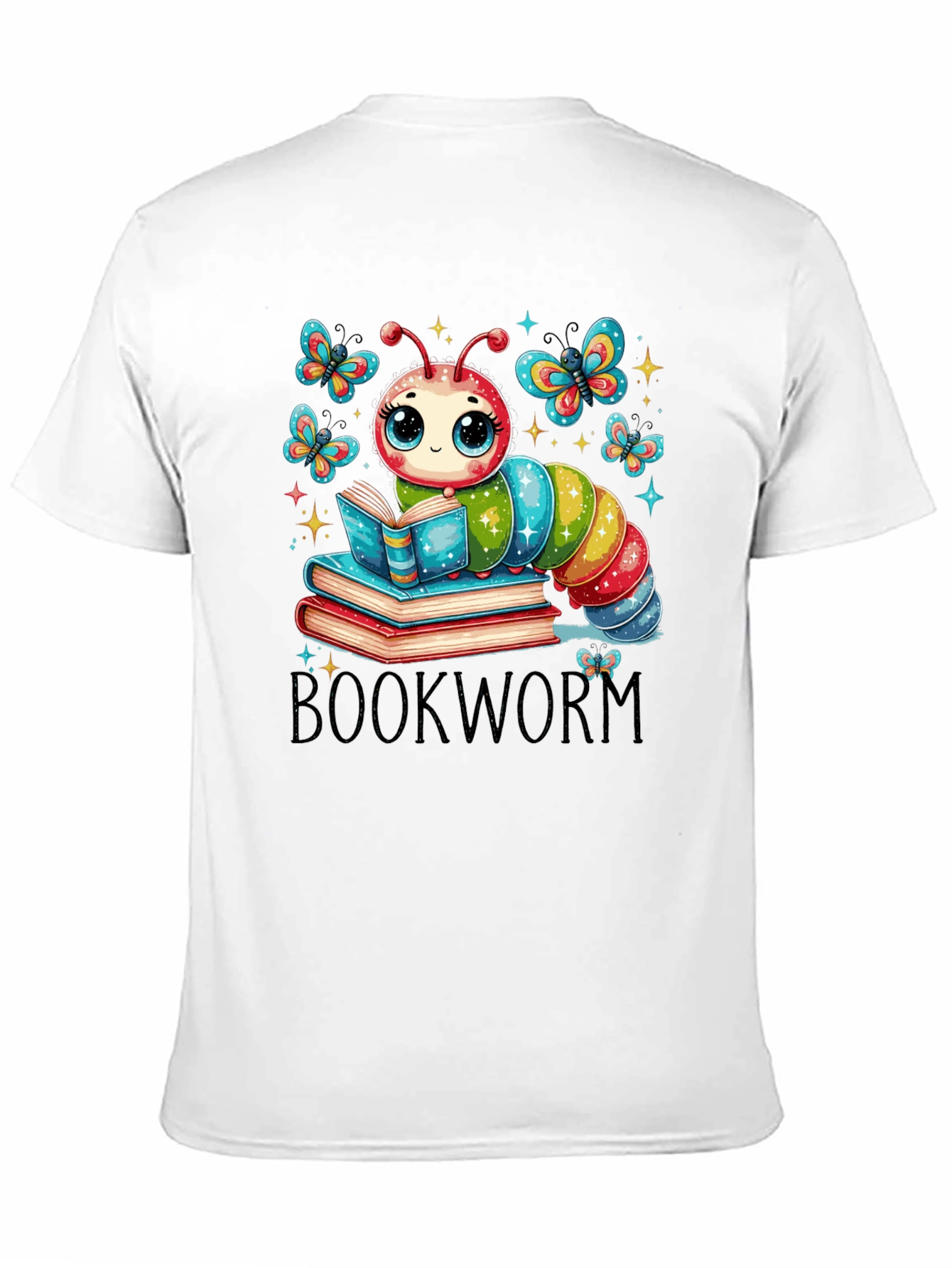 Bookworm T-Shirt: Cute Caterpillar Reading on Books