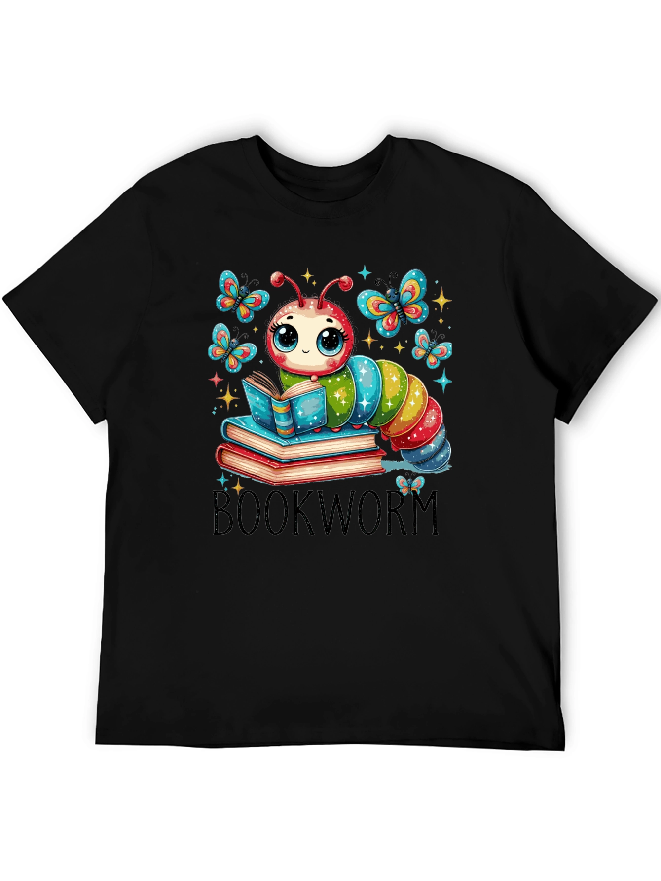 Bookworm T-Shirt: Cute Caterpillar Reading on Books