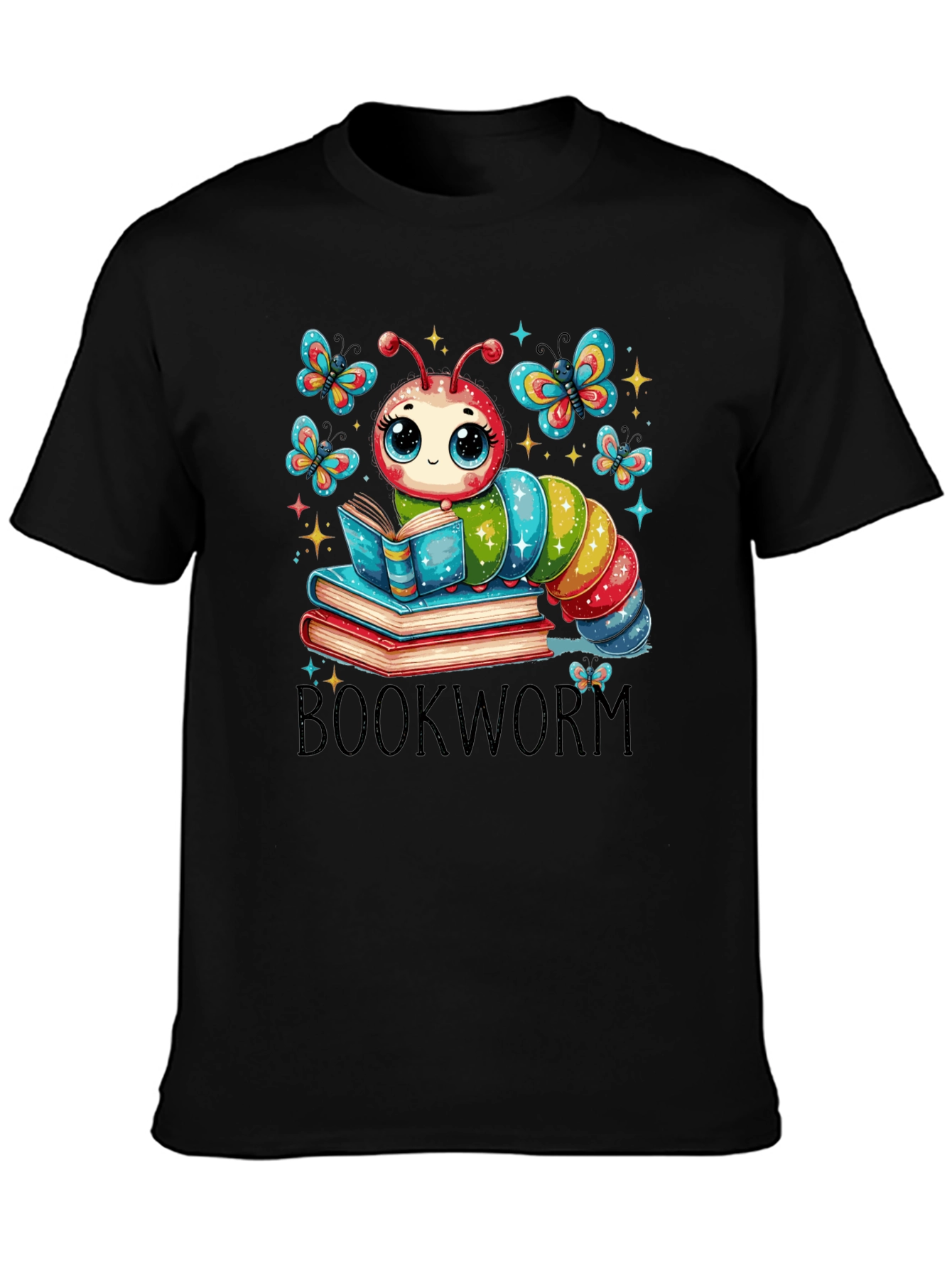 Bookworm T-Shirt: Cute Caterpillar Reading on Books