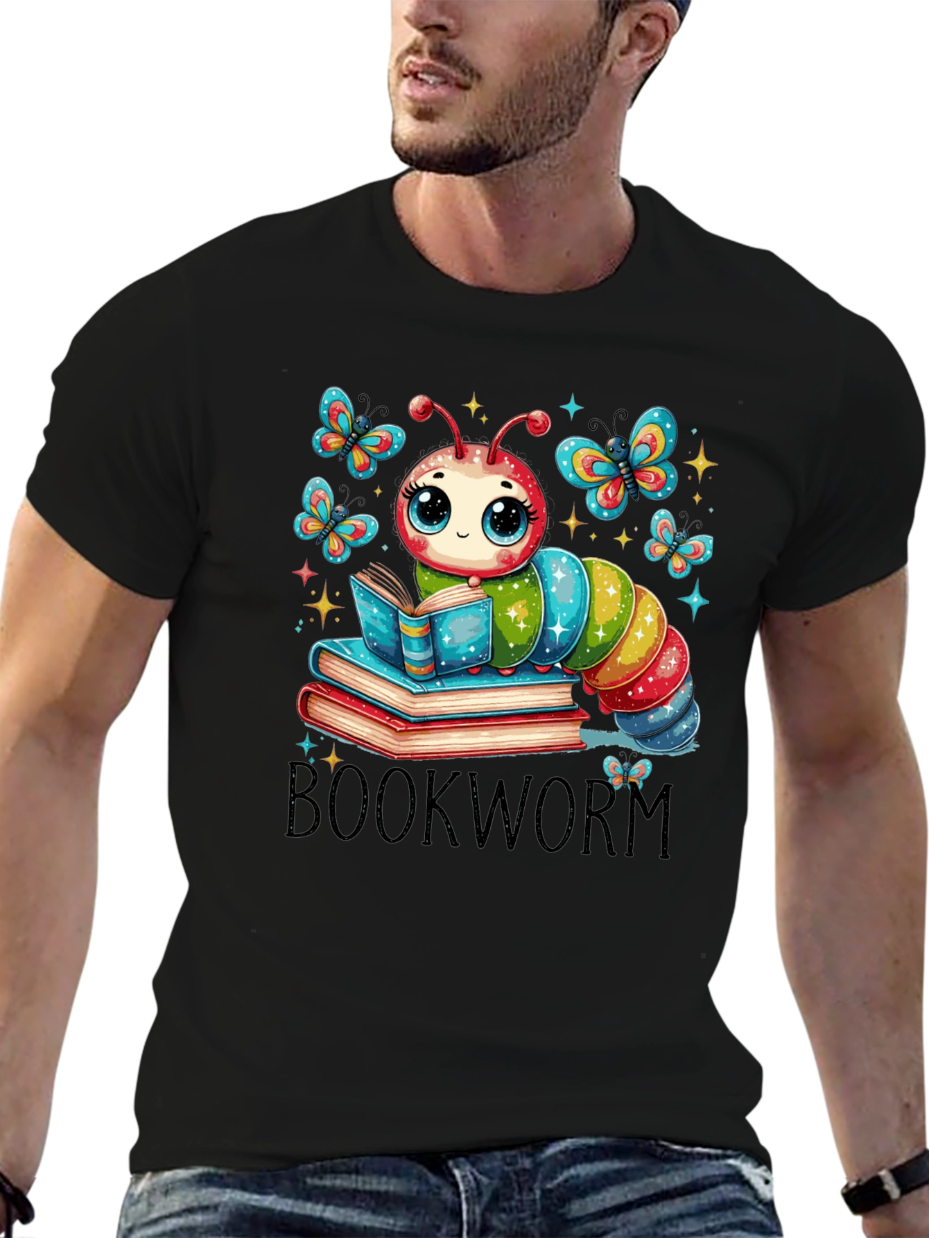 Bookworm T-Shirt: Cute Caterpillar Reading on Books