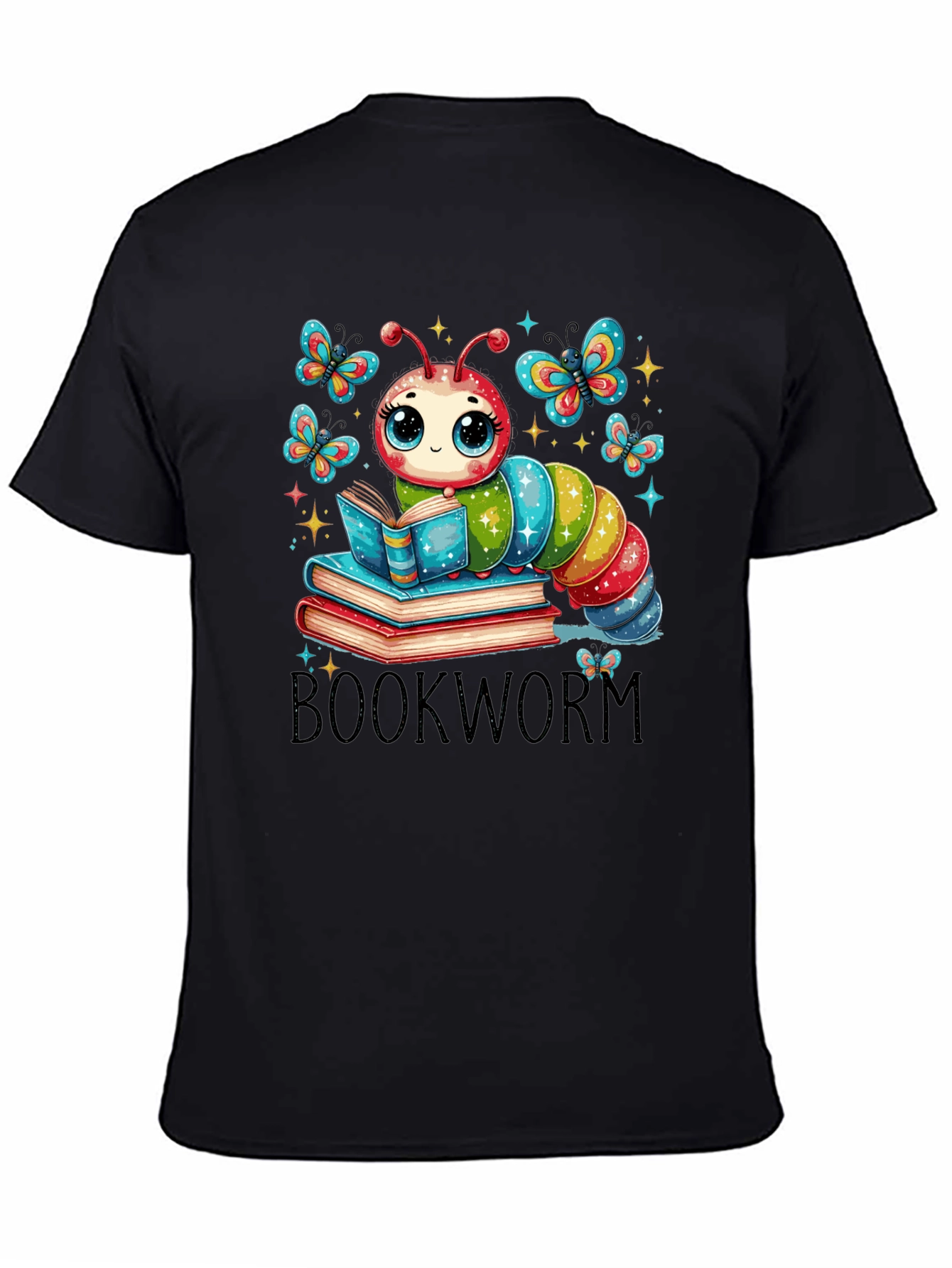 Bookworm T-Shirt: Cute Caterpillar Reading on Books