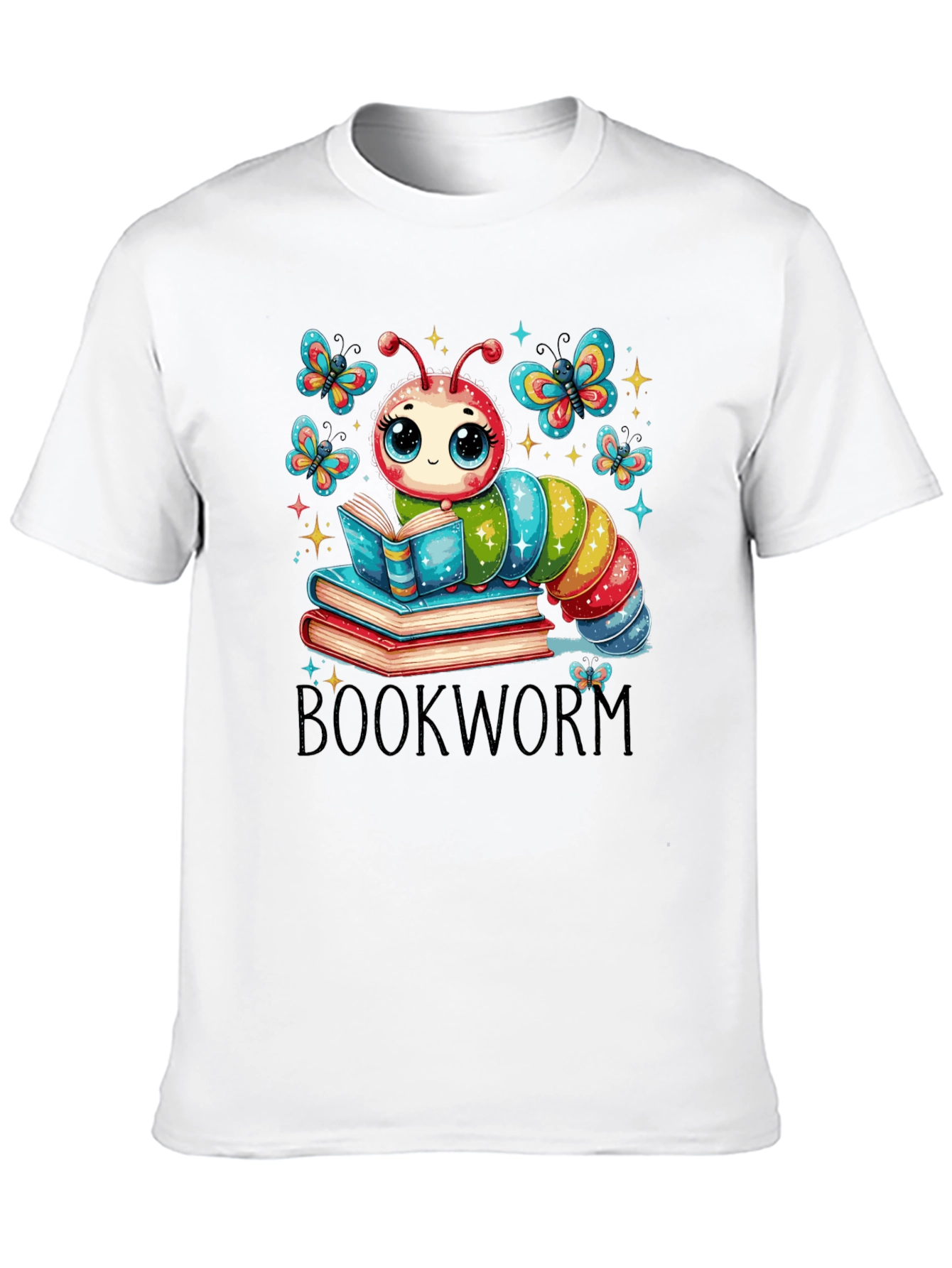 Bookworm T-Shirt: Cute Caterpillar Reading on Books