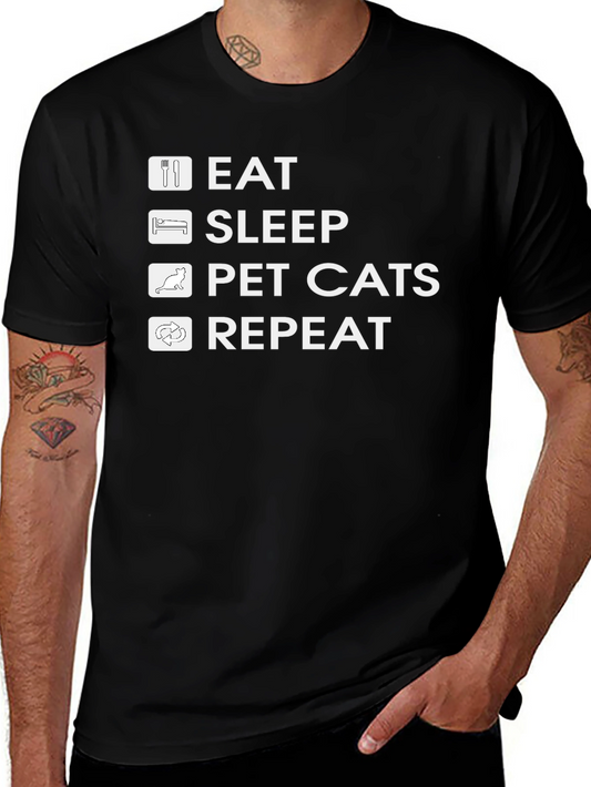 Eat Sleep Pet Cats Repeat T-Shirt