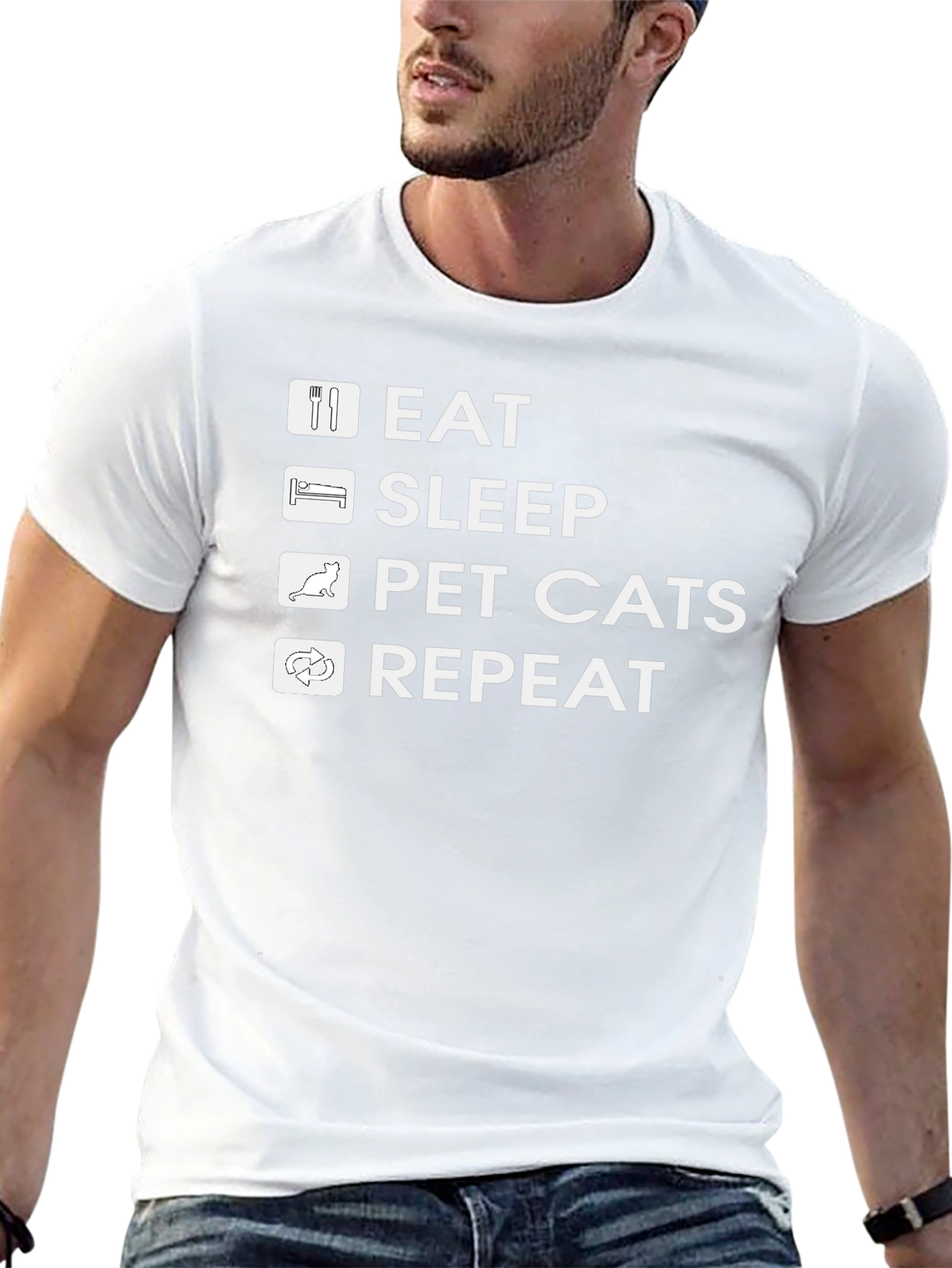 Eat Sleep Pet Cats Repeat T-Shirt
