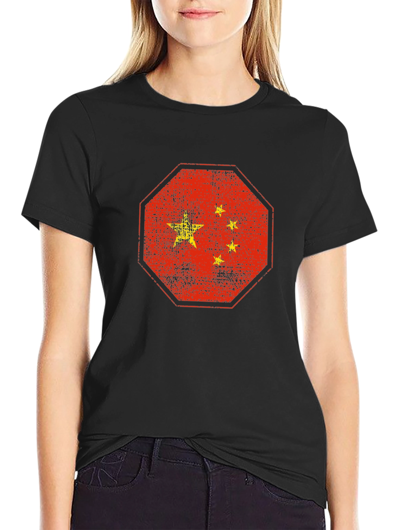 China Flag Graphic T-Shirt - Black