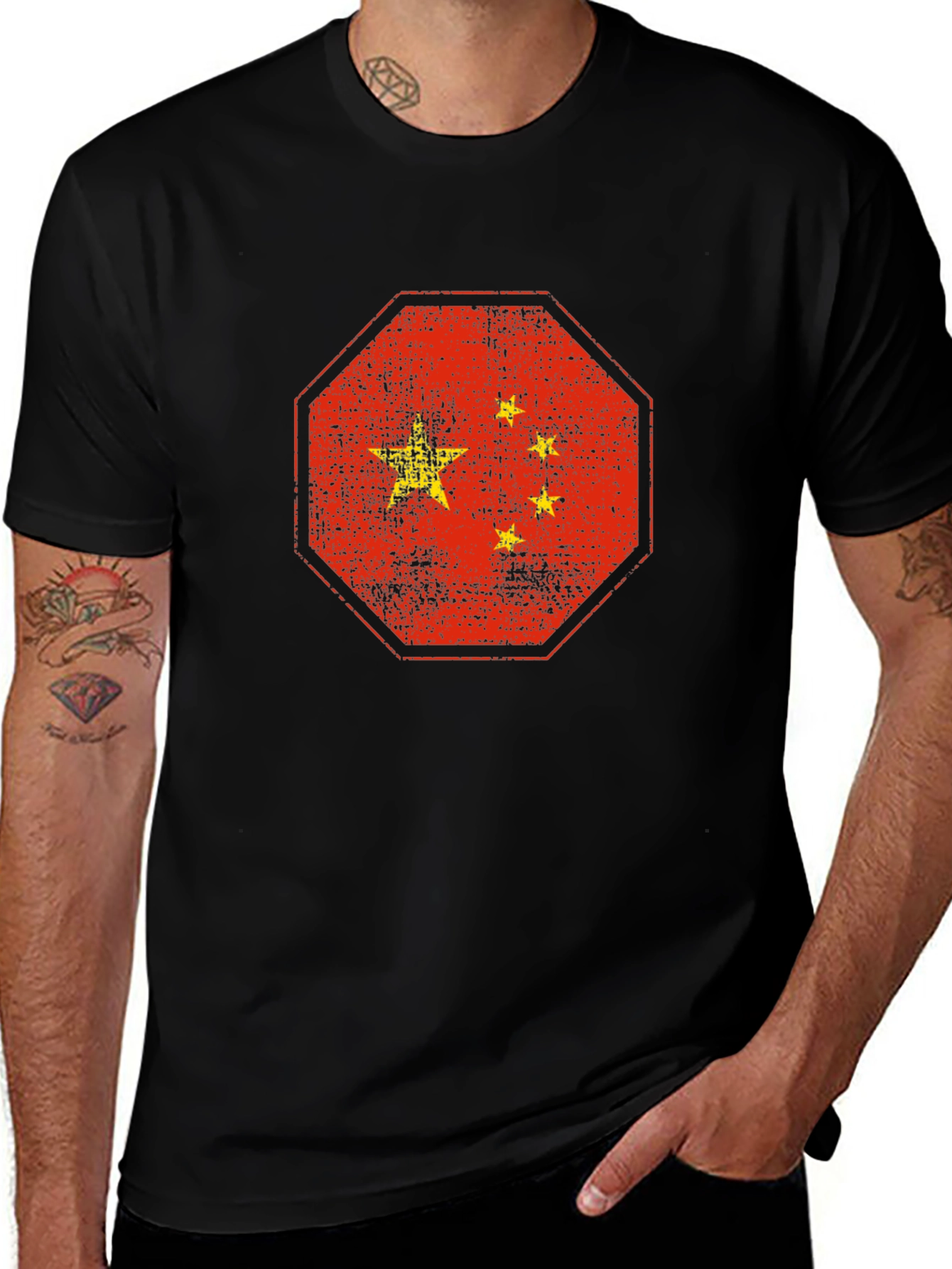 China Flag Graphic T-Shirt - Black