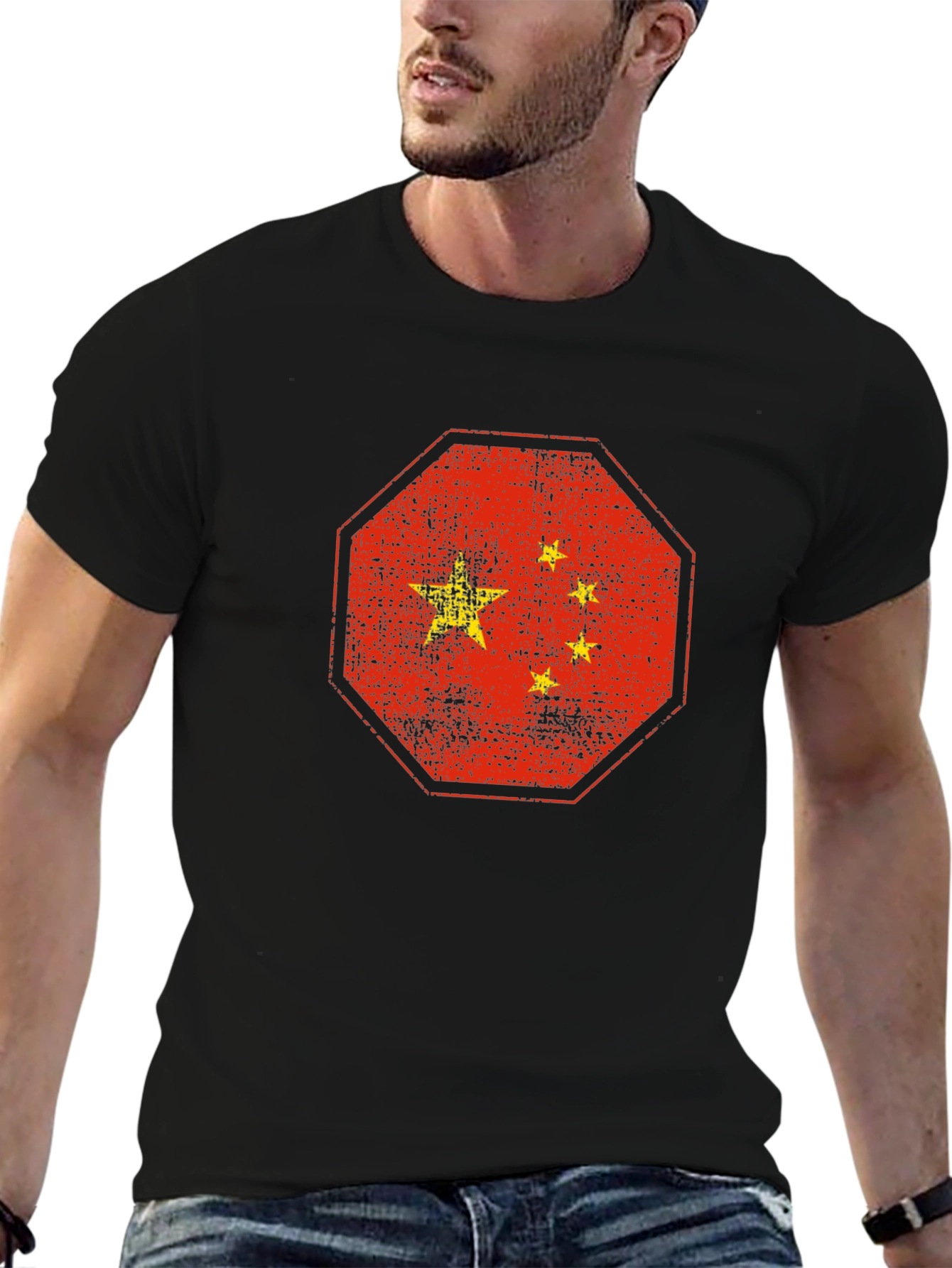 China Flag Graphic T-Shirt - Black