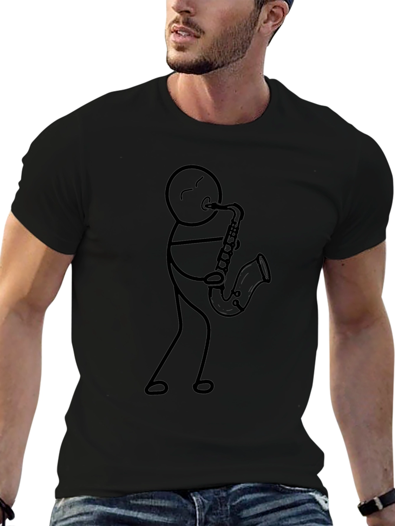 Stick Figure Saxophone Player T-Shirt