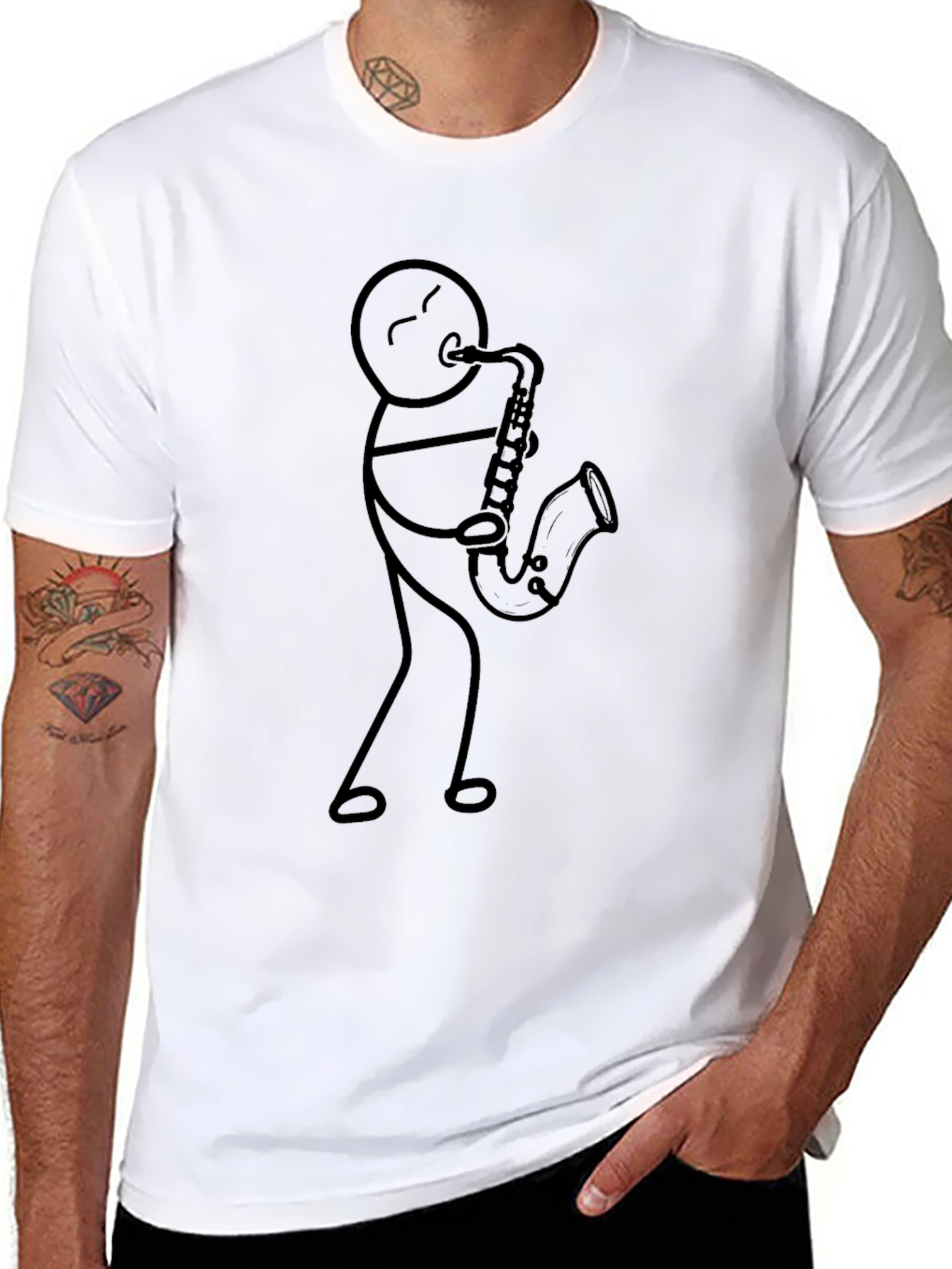 Stick Figure Saxophone Player T-Shirt
