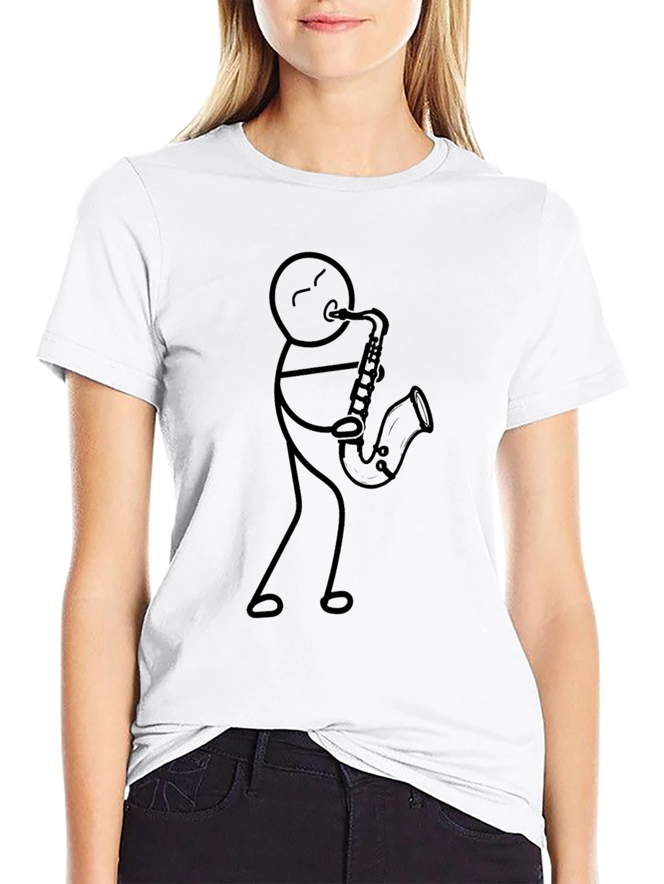 Stick Figure Saxophone Player T-Shirt
