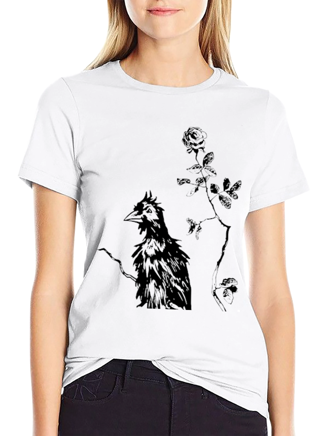 Raven & Rose Graphic Tee - Dark Gothic Style