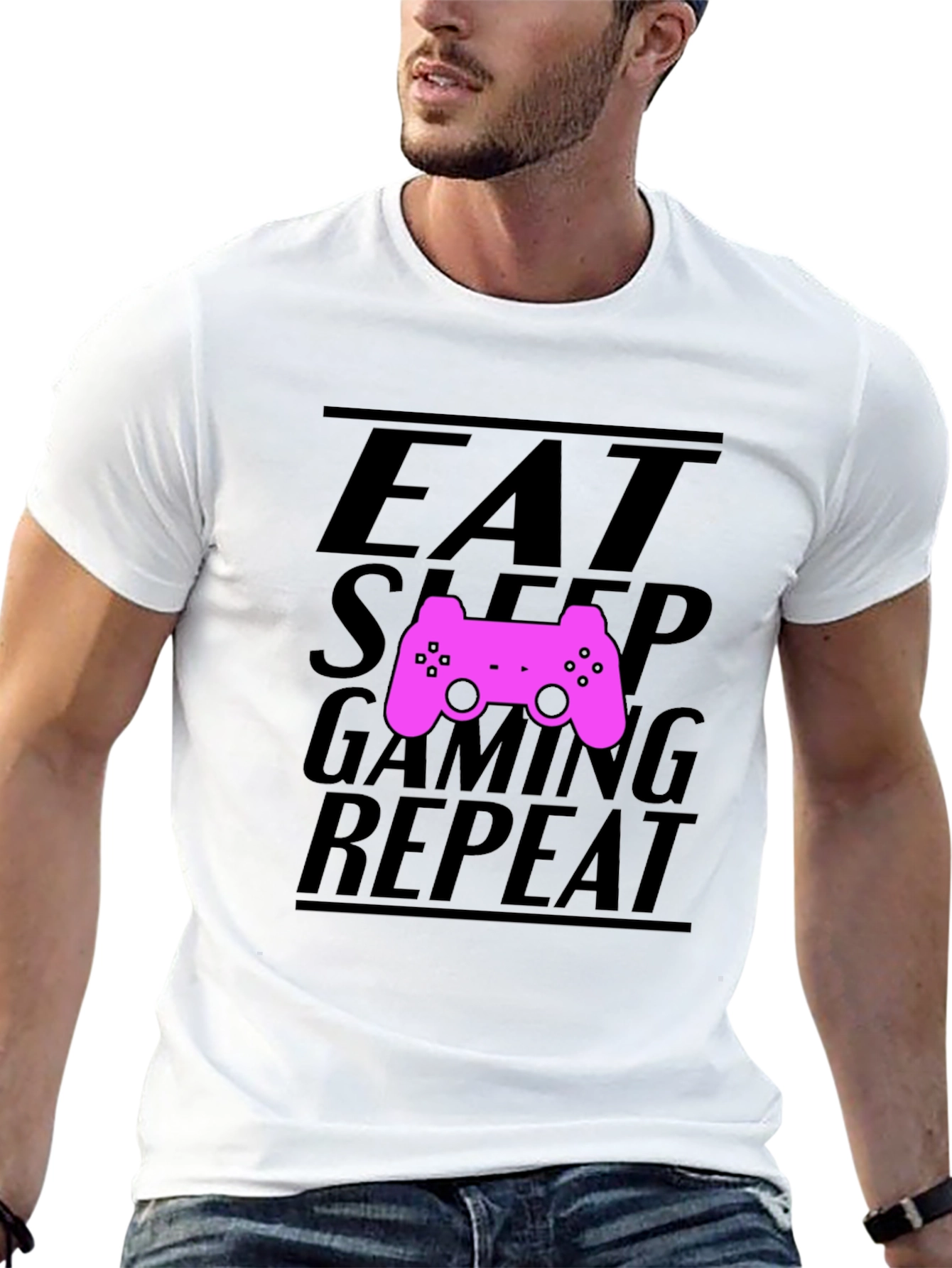 Eat Sleep Gaming Repeat Black T-Shirt