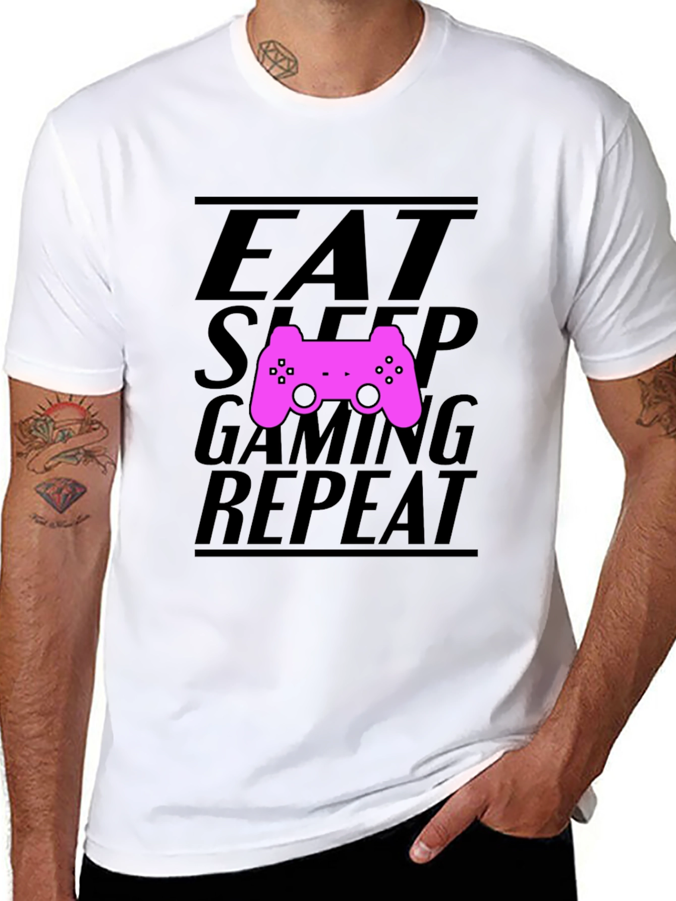 Eat Sleep Gaming Repeat Black T-Shirt