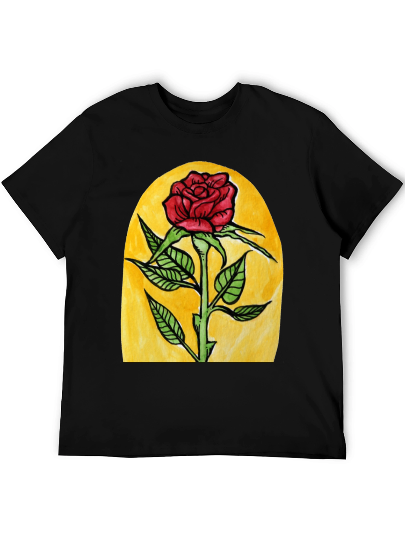 Enchanted Rose Graphic Tee - Black Cotton T-Shirt