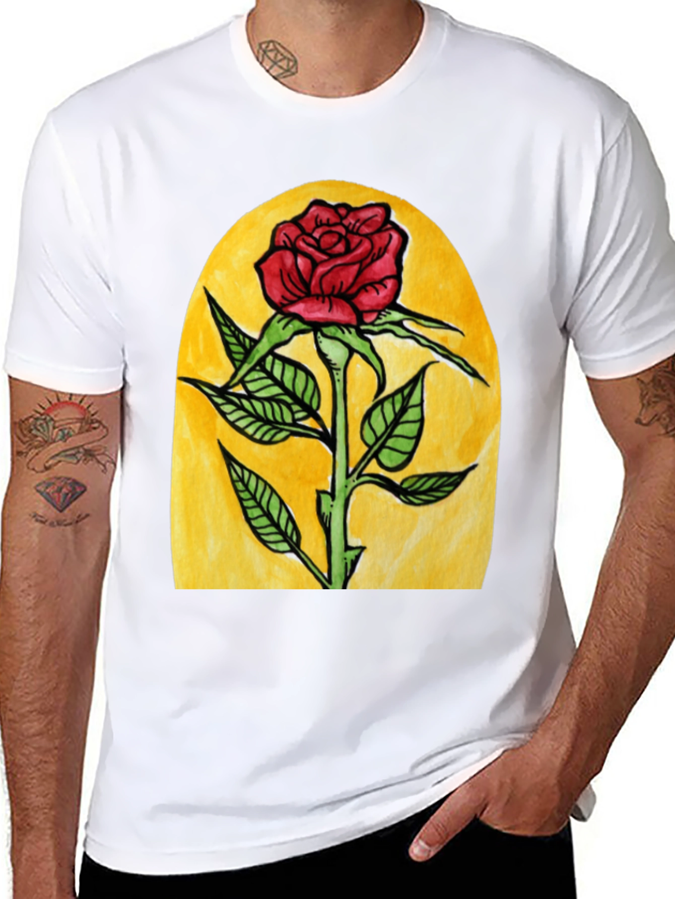 Enchanted Rose Graphic Tee - Black Cotton T-Shirt