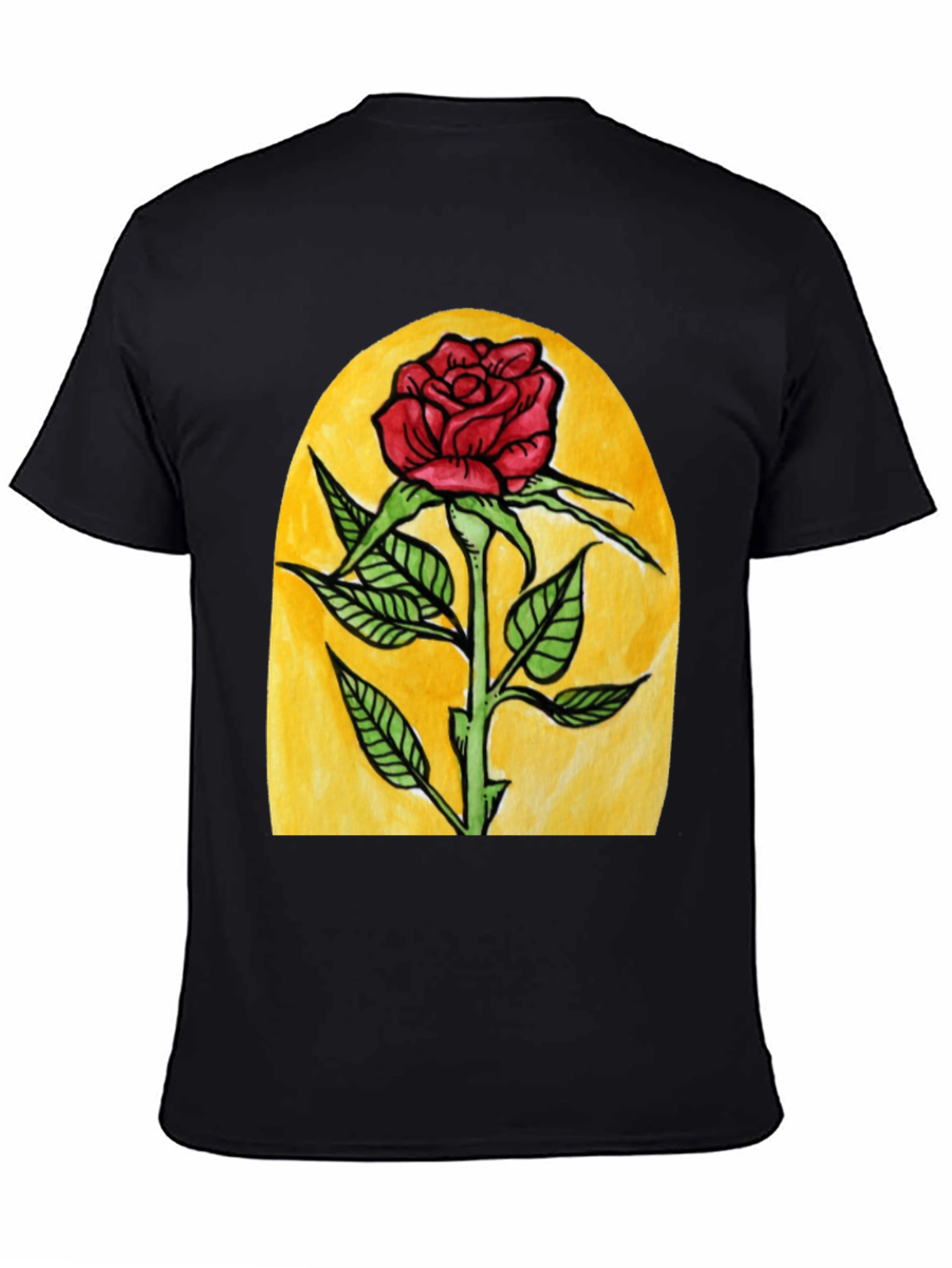 Enchanted Rose Graphic Tee - Black Cotton T-Shirt