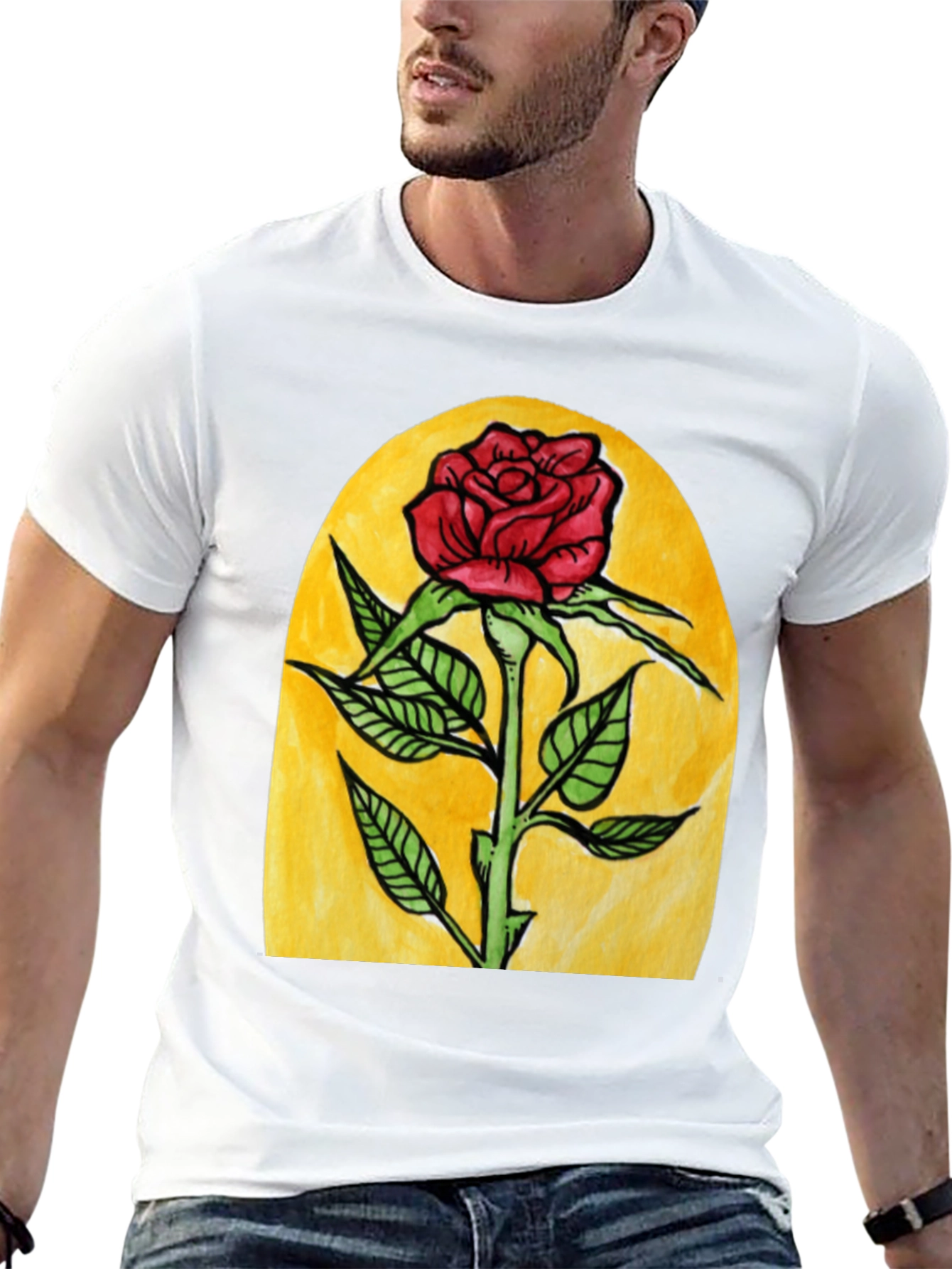Enchanted Rose Graphic Tee - Black Cotton T-Shirt