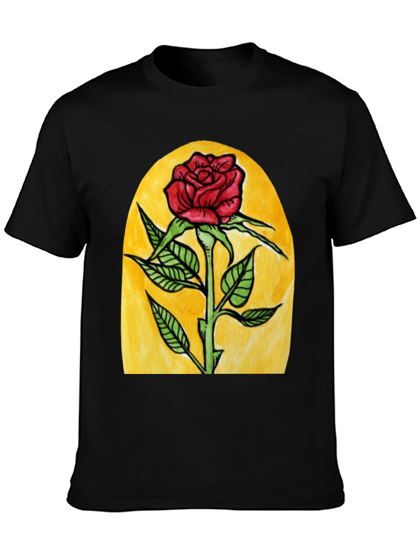 Enchanted Rose Graphic Tee - Black Cotton T-Shirt