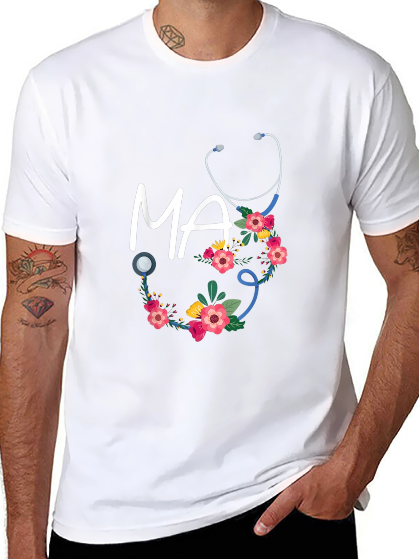 Floral MA Stethoscope T-Shirt