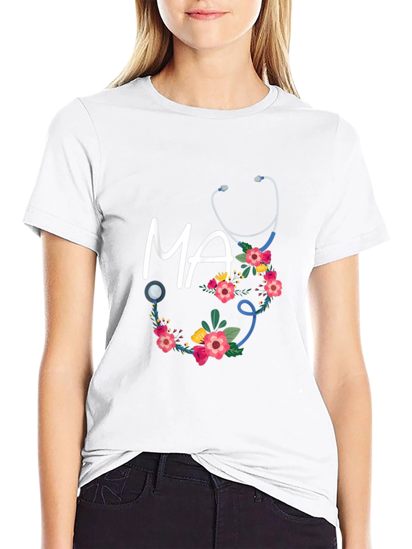 Floral MA Stethoscope T-Shirt