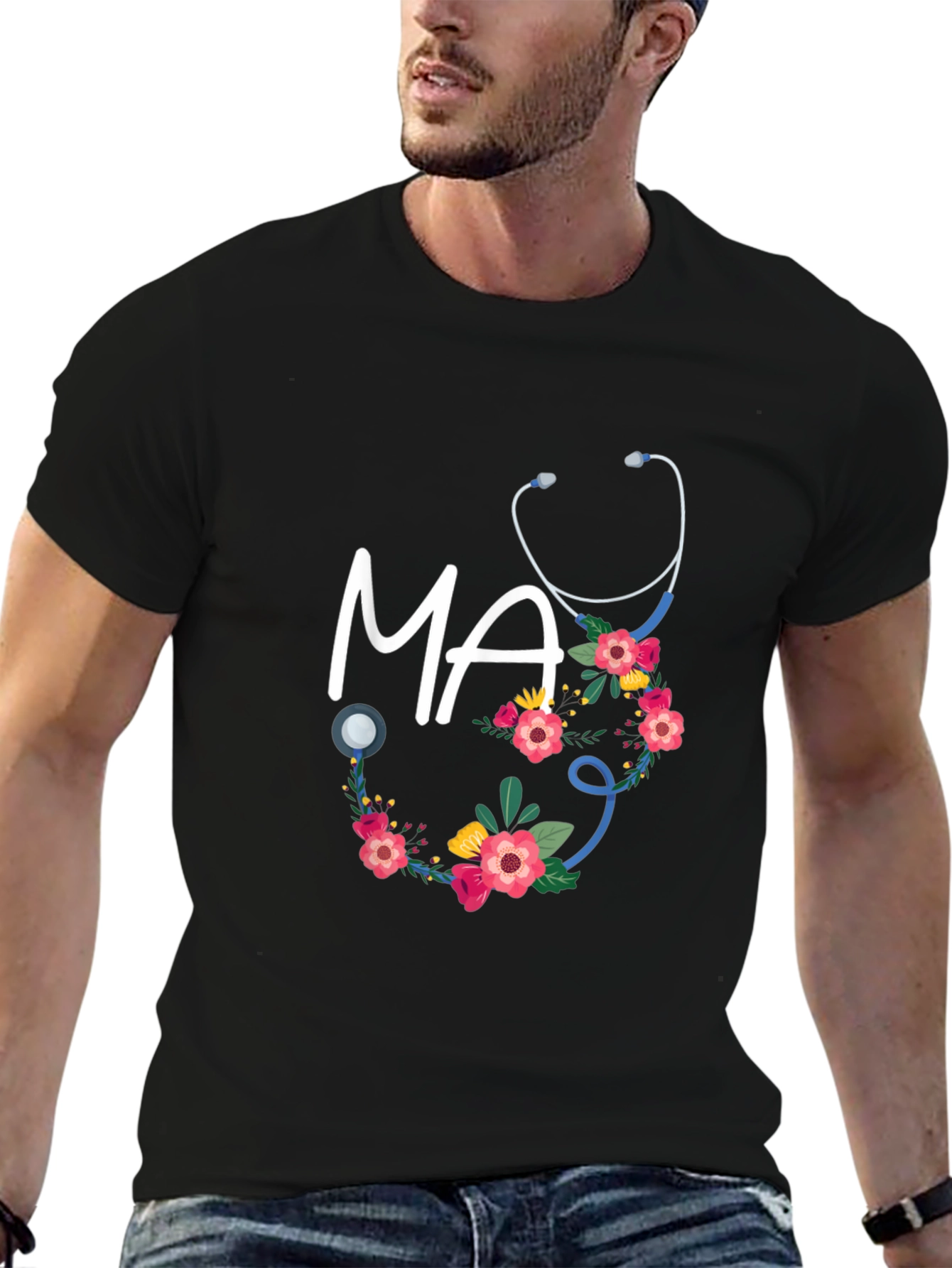 Floral MA Stethoscope T-Shirt