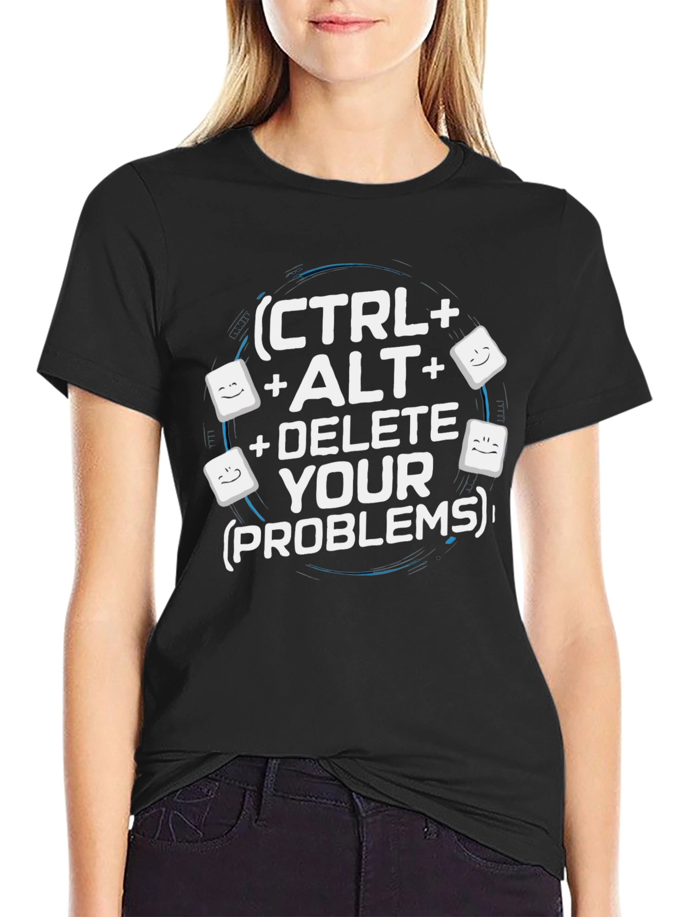 Ctrl+Alt+Delete Your Problems Black T-Shirt