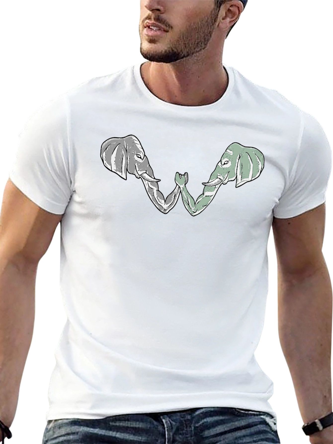 Elephant Arm Wrestling Graphic Tee - Black