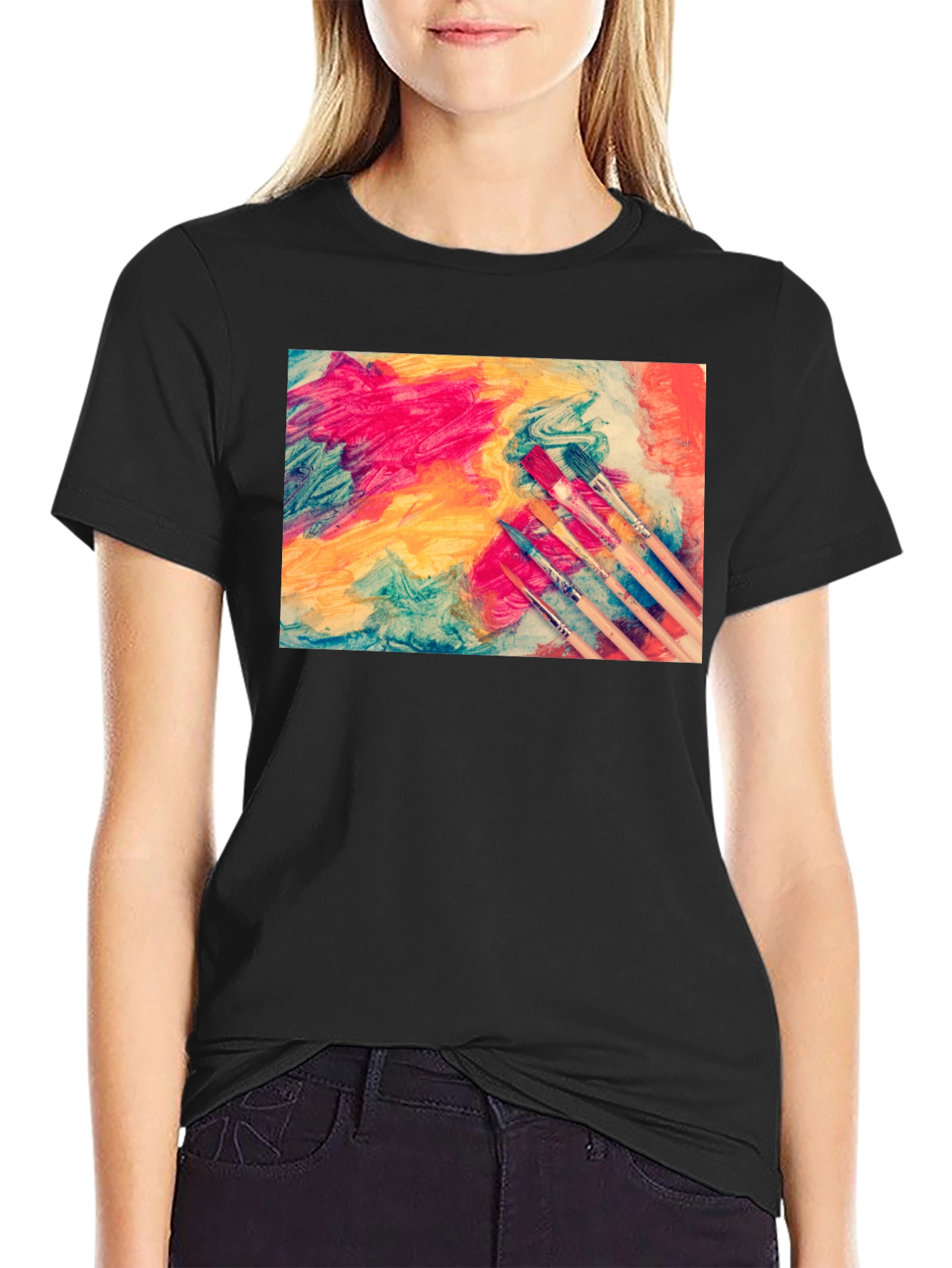 Abstract Art Paintbrush Graphic T-Shirt