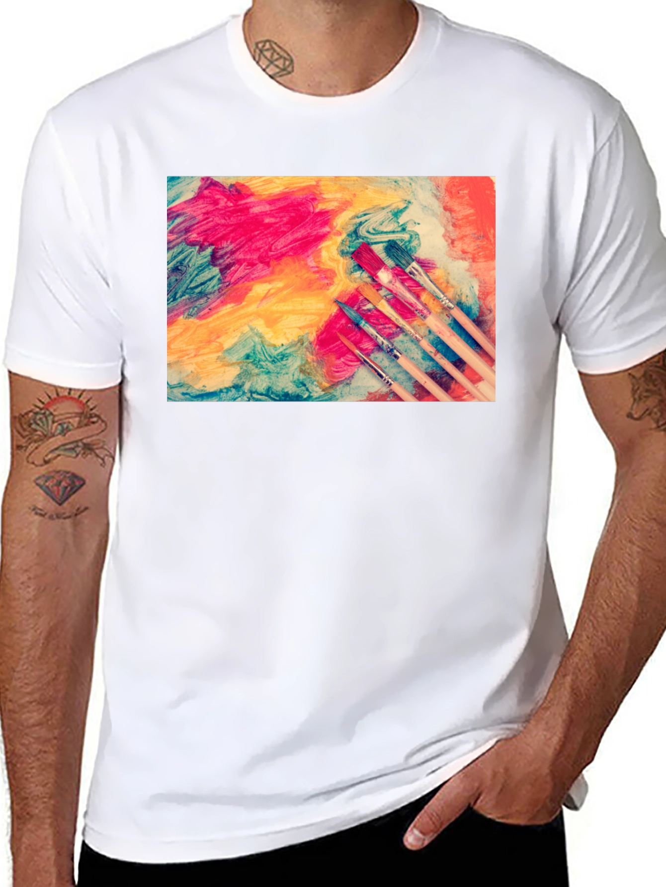 Abstract Art Paintbrush Graphic T-Shirt
