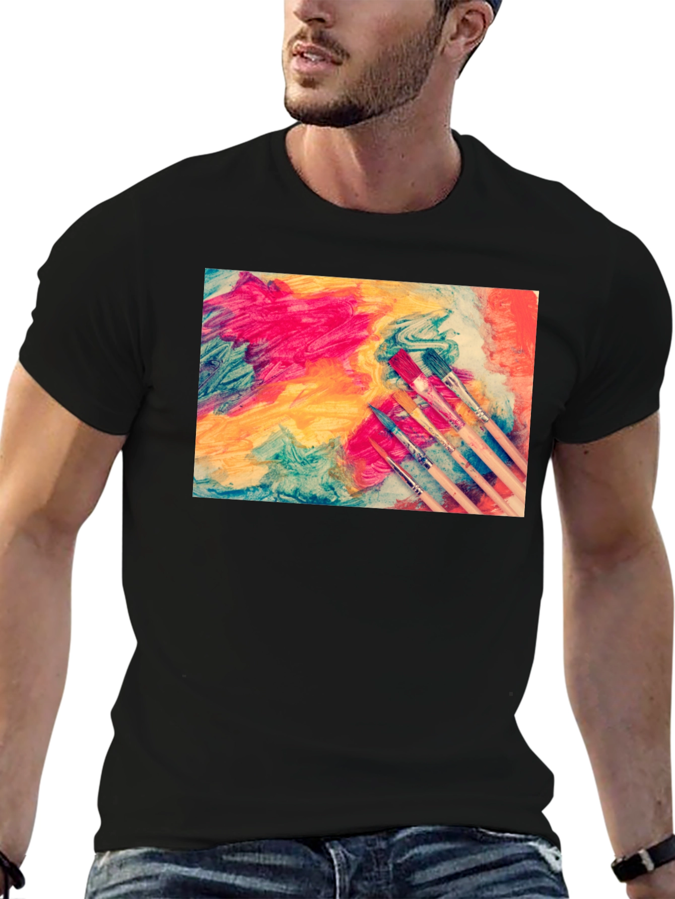 Abstract Art Paintbrush Graphic T-Shirt