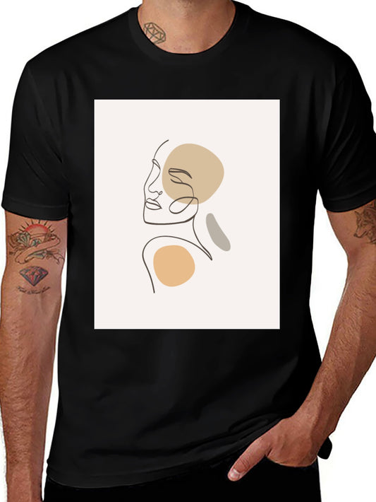 Minimalist Line Art T-Shirt - Abstract Woman Portrait Tee