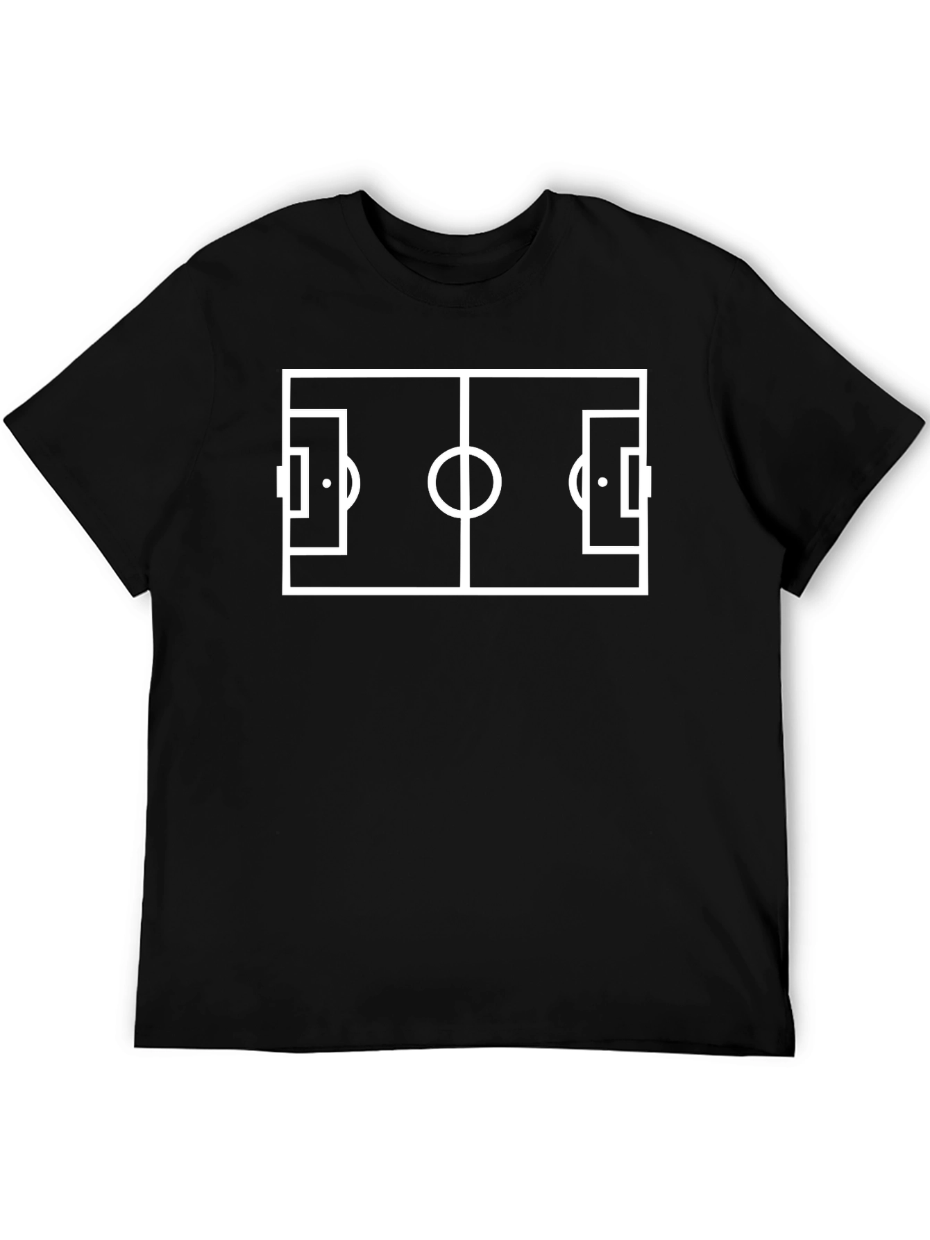 Soccer Field Graphic Tee - Black Cotton T-Shirt