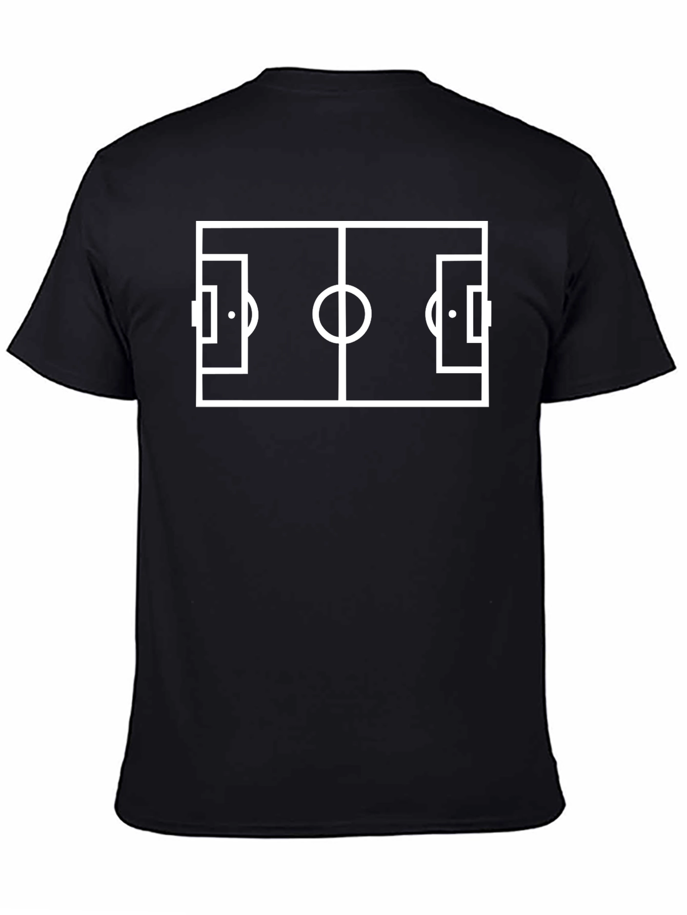 Soccer Field Graphic Tee - Black Cotton T-Shirt