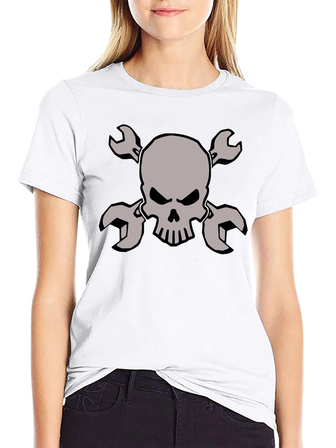 Skull & Wrench Graphic Tee - Mechanic Style