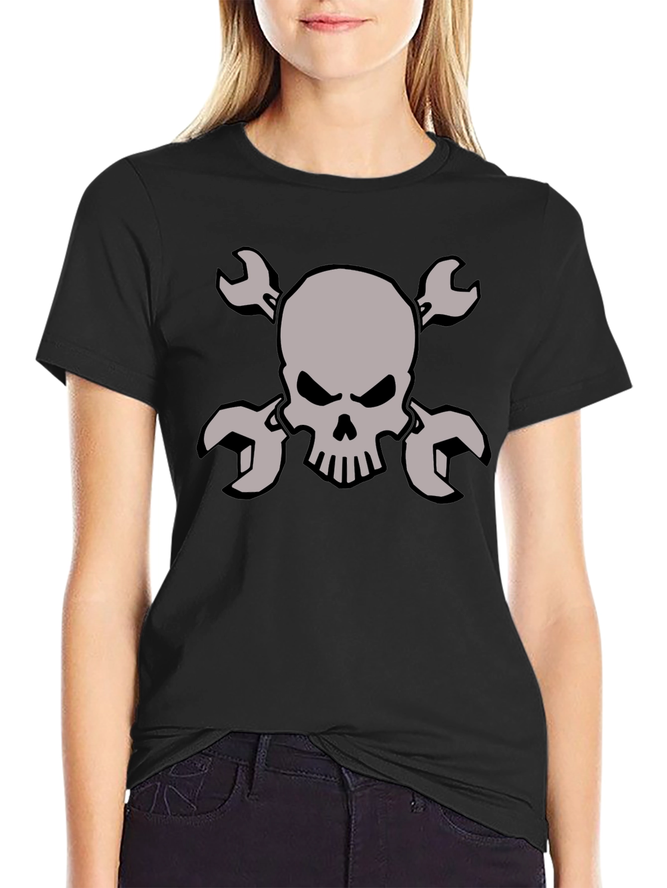 Skull & Wrench Graphic Tee - Mechanic Style