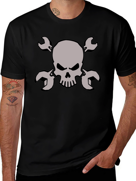 Skull & Wrench Graphic Tee - Mechanic Style