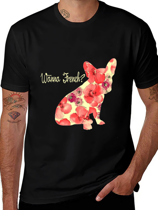 Floral French Bulldog Wanna French T-Shirt
