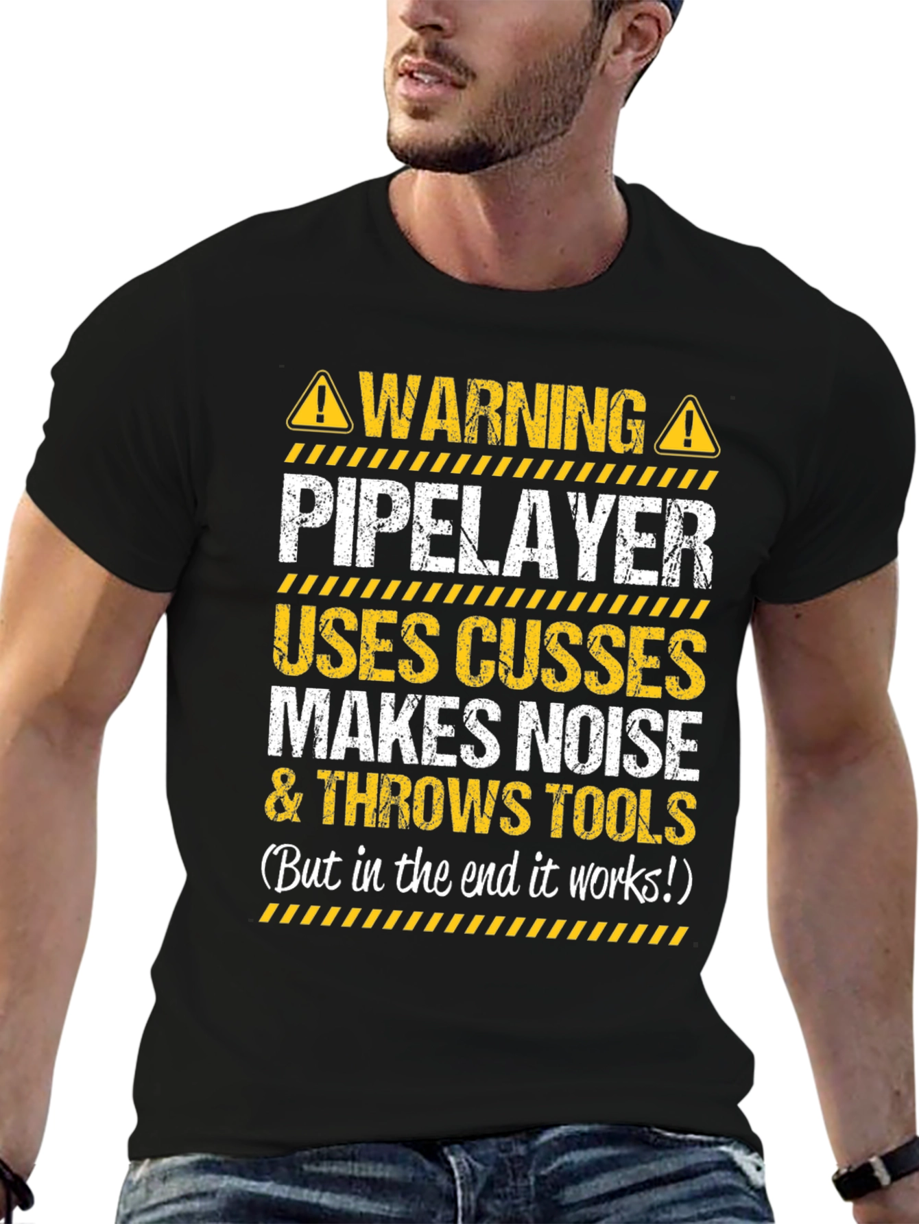 Warning Pipelayer Humor Graphic Tee