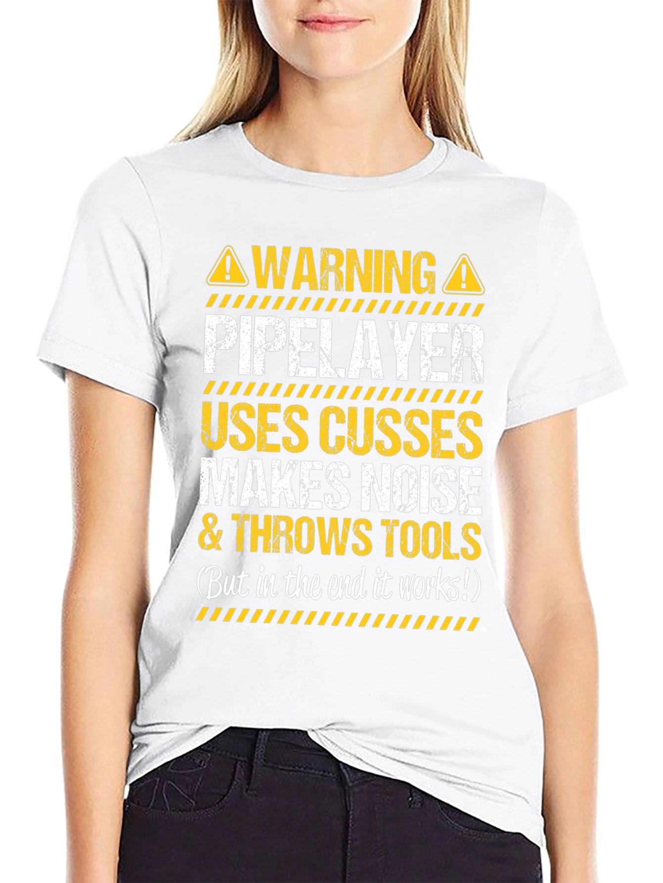 Warning Pipelayer Humor Graphic Tee