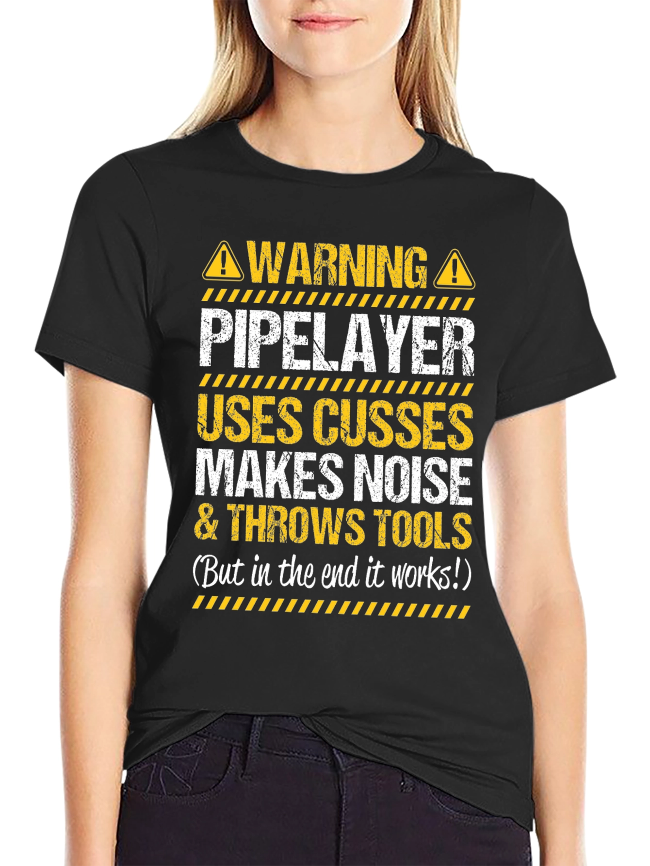 Warning Pipelayer Humor Graphic Tee