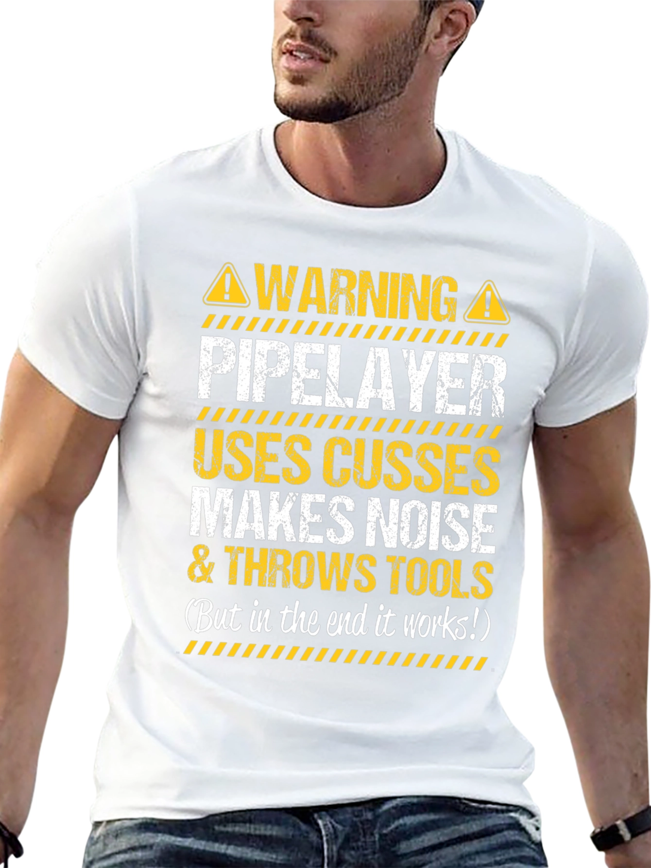 Warning Pipelayer Humor Graphic Tee